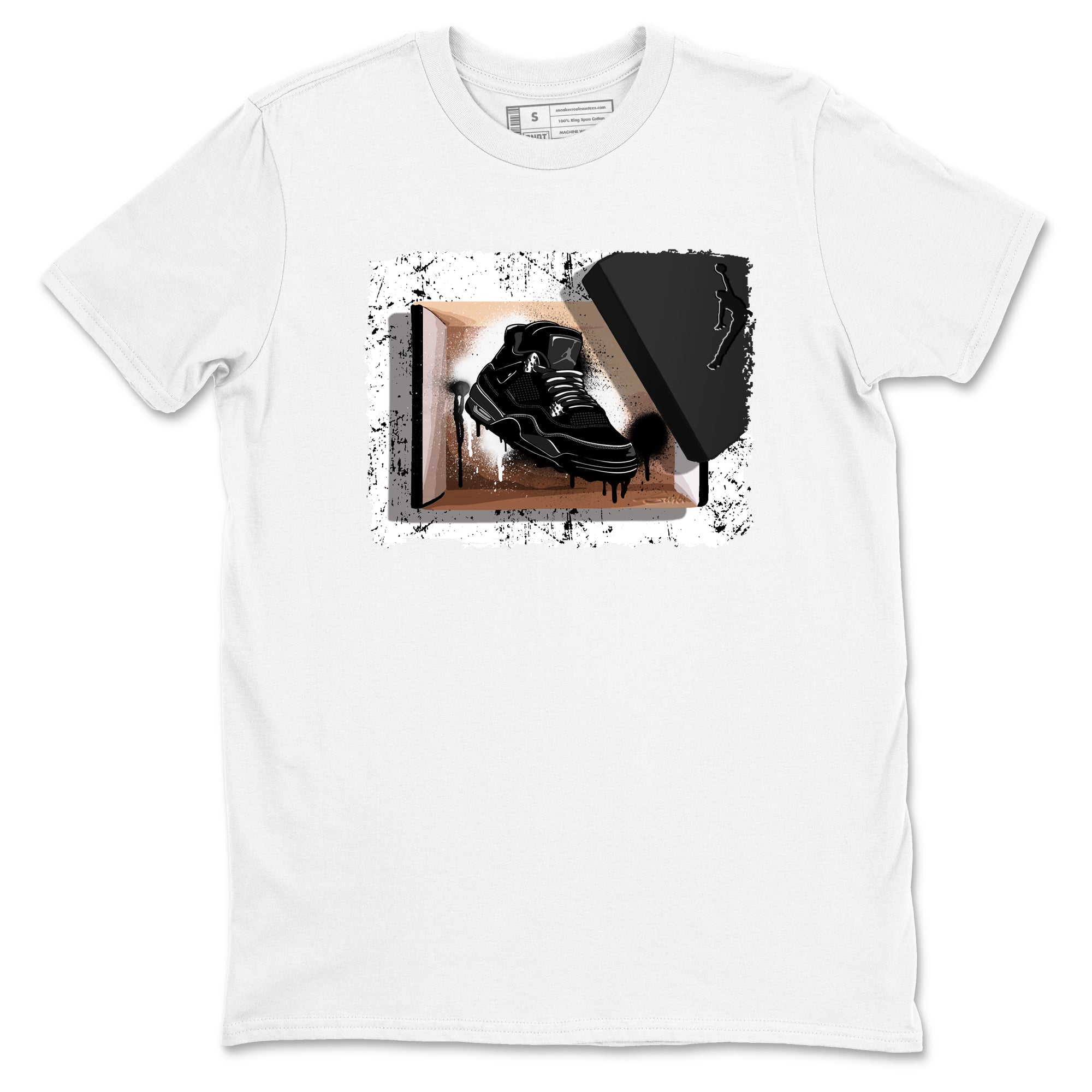Sneaker Threads  Sneaker Tees To Match Air Jordan 4 Black Cat  New Kicks Graphic Tee White 2. Perfect for Jordan releases 2025 colorways.