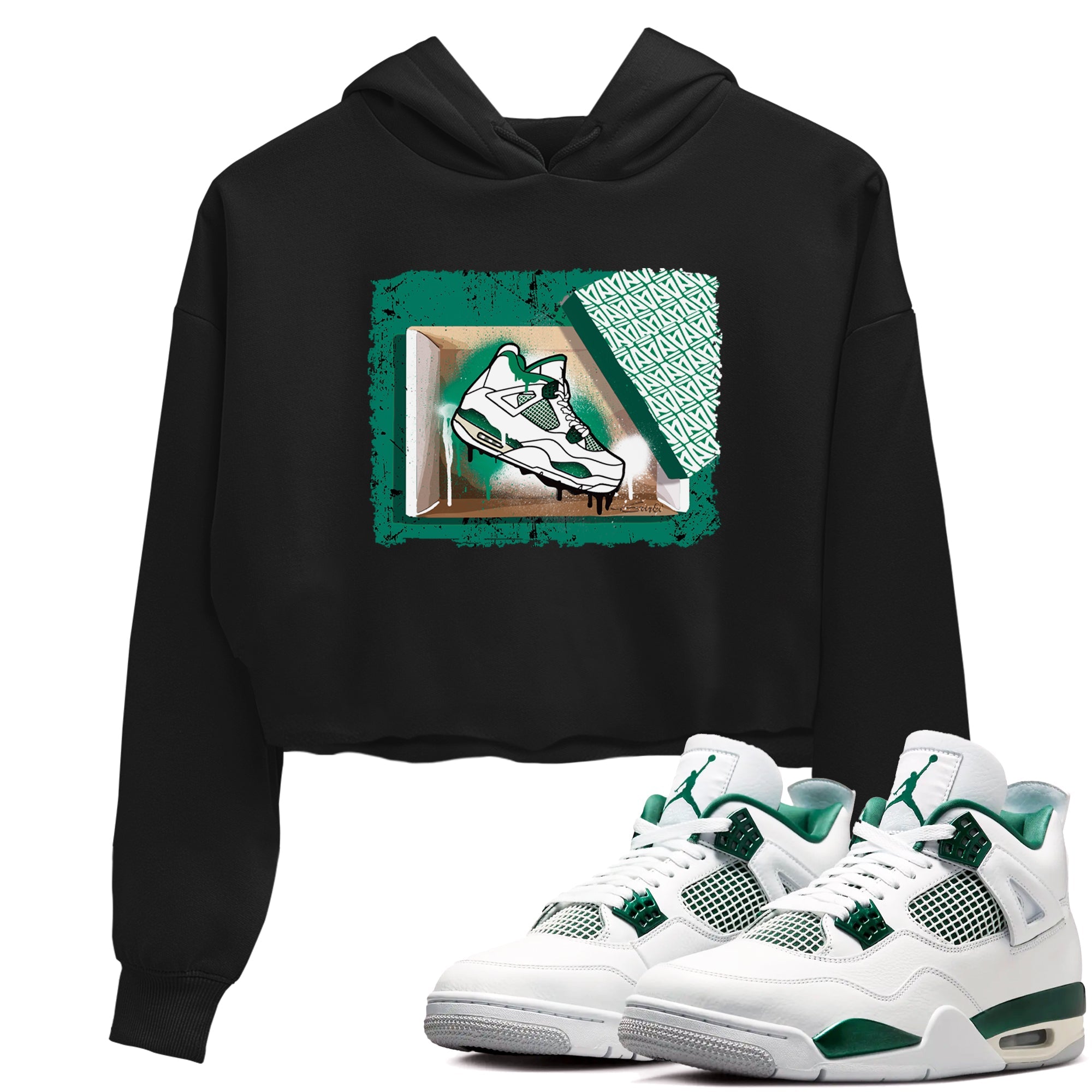 4s Oxidized Green shirts to match jordans New Kicks sneaker match tees Air Jordan 4 Oxidized Green Drip Gear Zone streetwear brand Black 1 crop tee