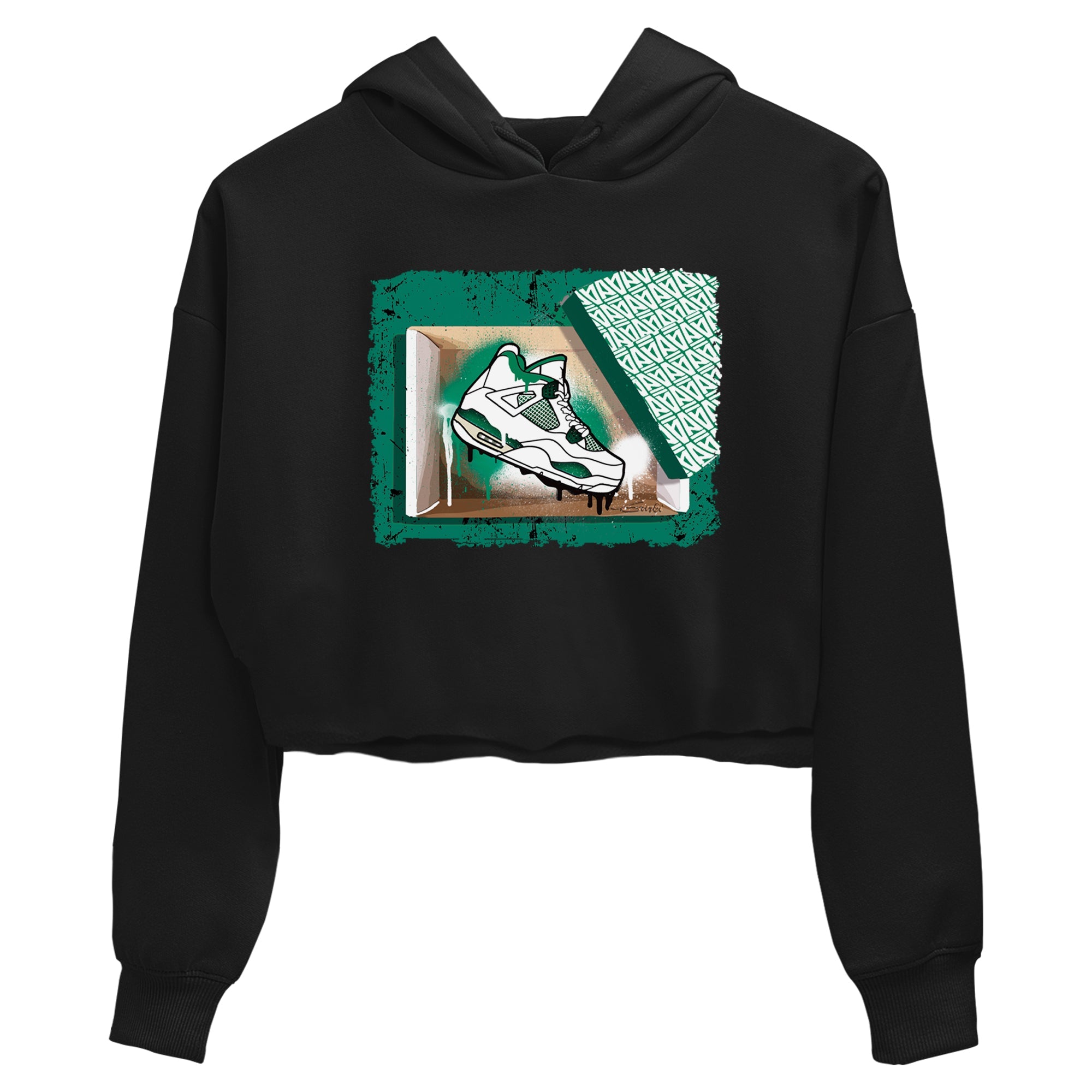4s Oxidized Green shirts to match jordans New Kicks sneaker match tees Air Jordan 4 Oxidized Green Drip Gear Zone streetwear brand Black 2 crop tee