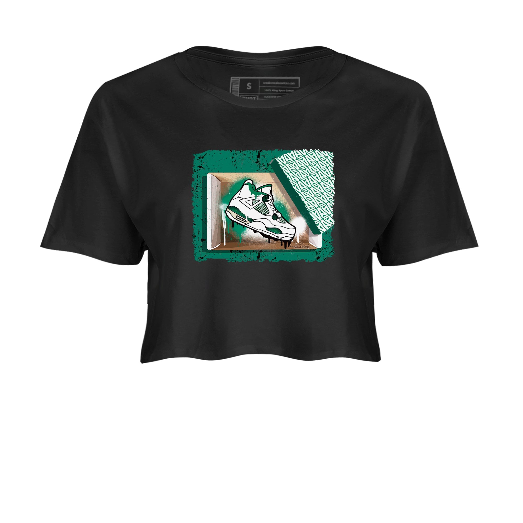 4s Oxidized Green shirts to match jordans New Kicks sneaker match tees Air Jordan 4 Oxidized Green Drip Gear Zone streetwear brand Black 2 crop tee
