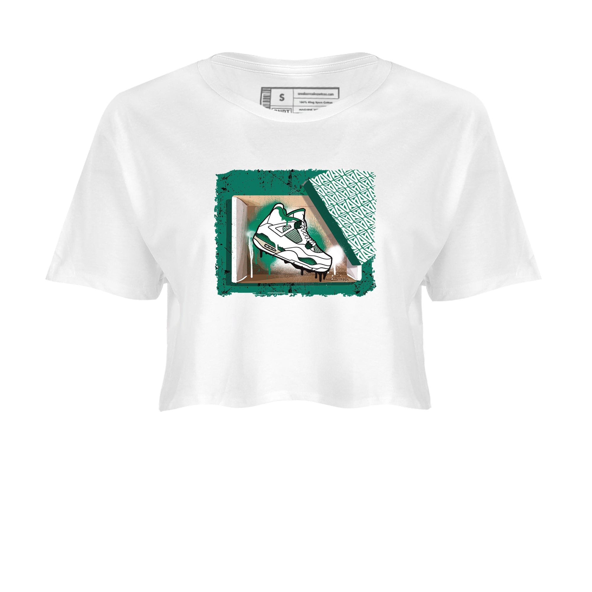 4s Oxidized Green shirts to match jordans New Kicks sneaker match tees Air Jordan 4 Oxidized Green Drip Gear Zone streetwear brand White 2 crop tee