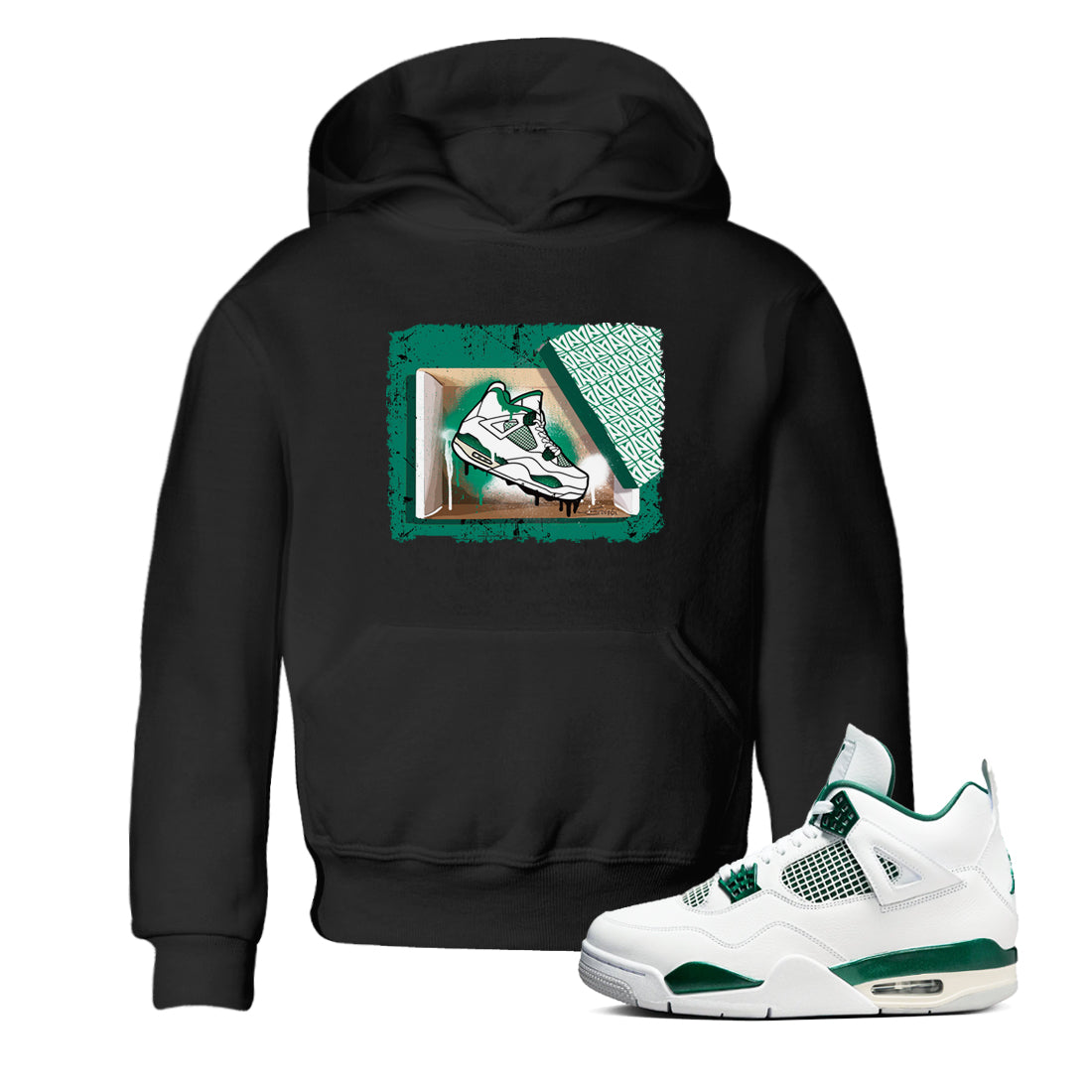 4s Oxidized Green shirts to match jordans New Kicks sneaker match tees Air Jordan 4 Oxidized Green Drip Gear Zone streetwear brand Baby and Youth Black 1 cotton tee