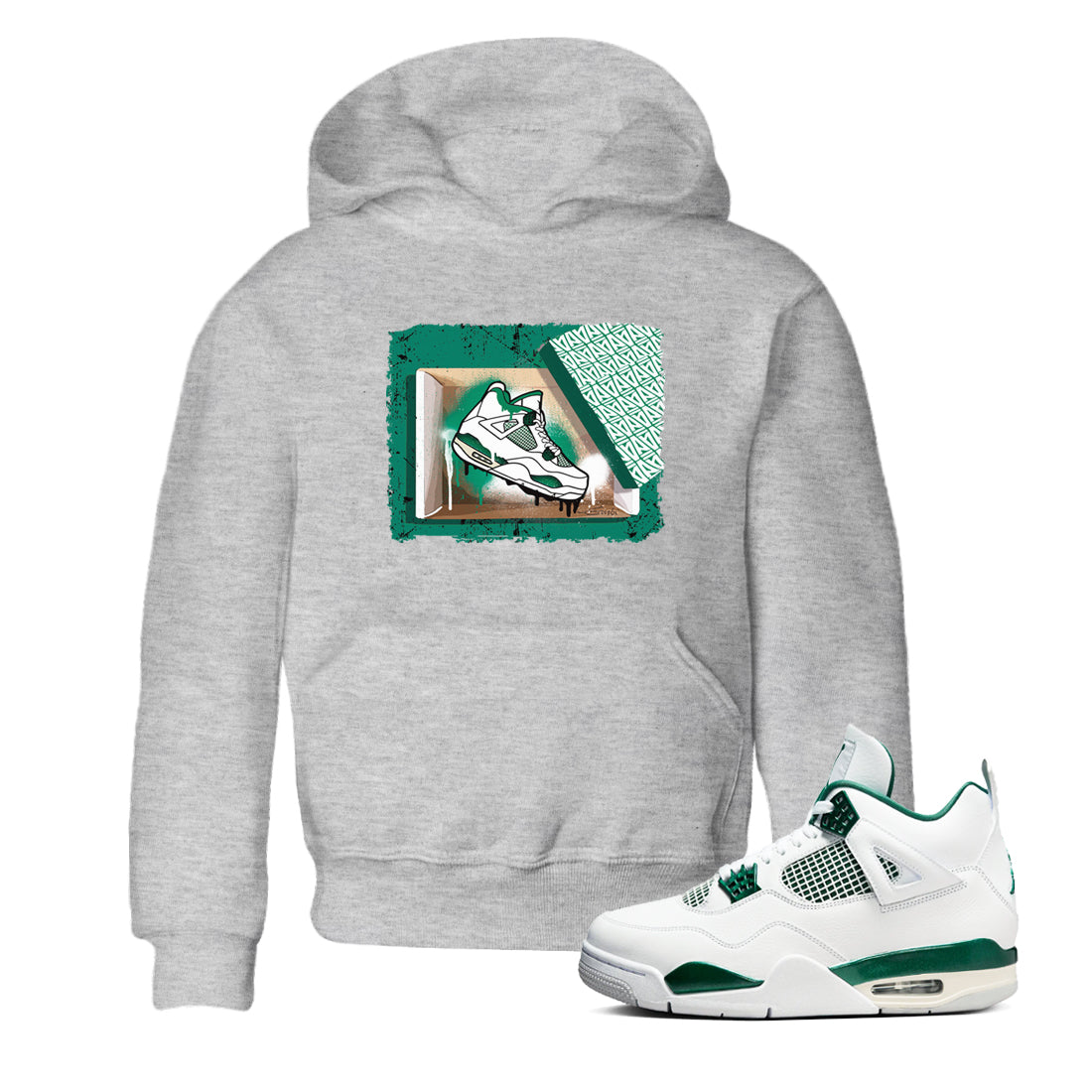 4s Oxidized Green shirts to match jordans New Kicks sneaker match tees Air Jordan 4 Oxidized Green Drip Gear Zone streetwear brand Baby and Youth Heather Grey 1 cotton tee