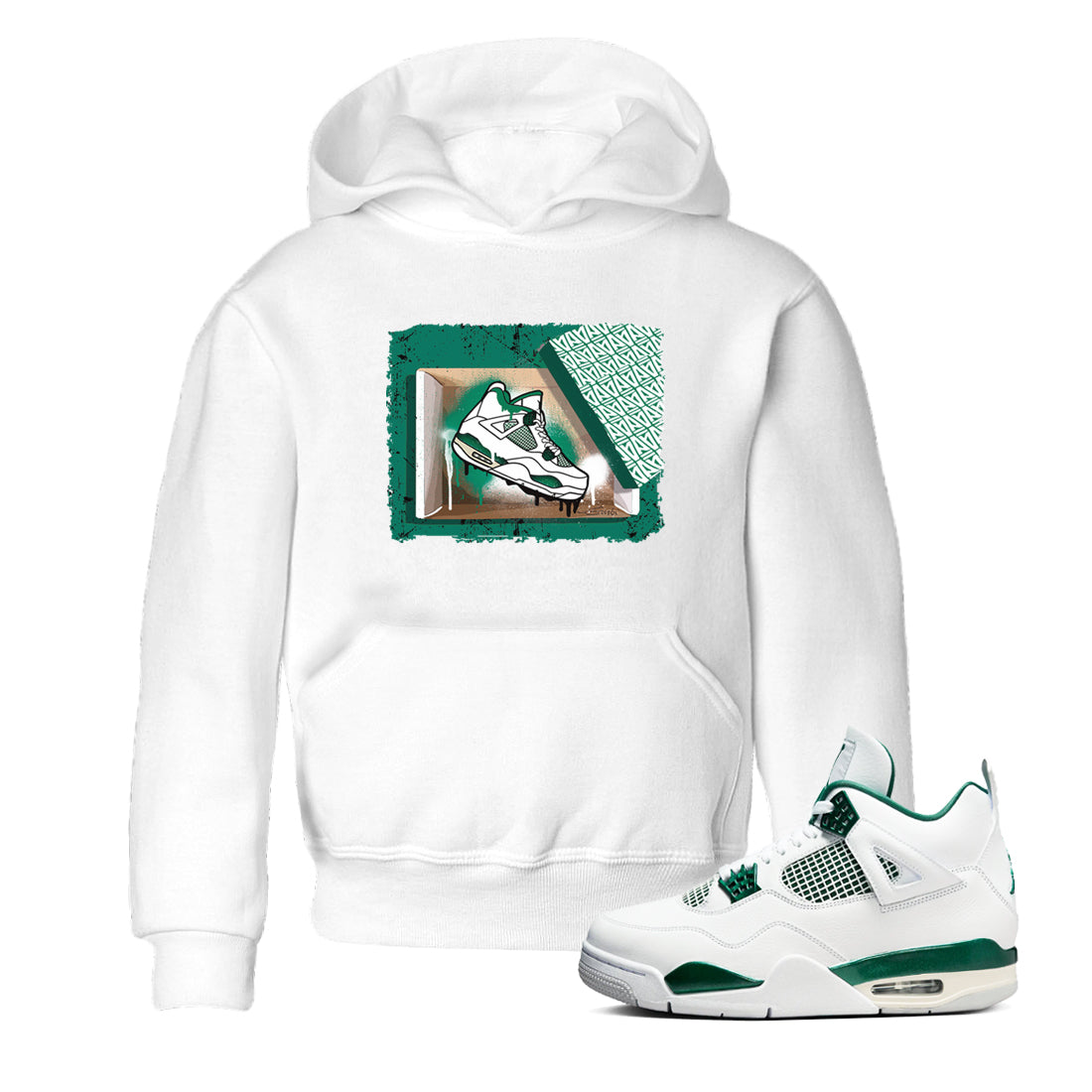 4s Oxidized Green shirts to match jordans New Kicks sneaker match tees Air Jordan 4 Oxidized Green Drip Gear Zone streetwear brand Baby and Youth White 1 cotton tee