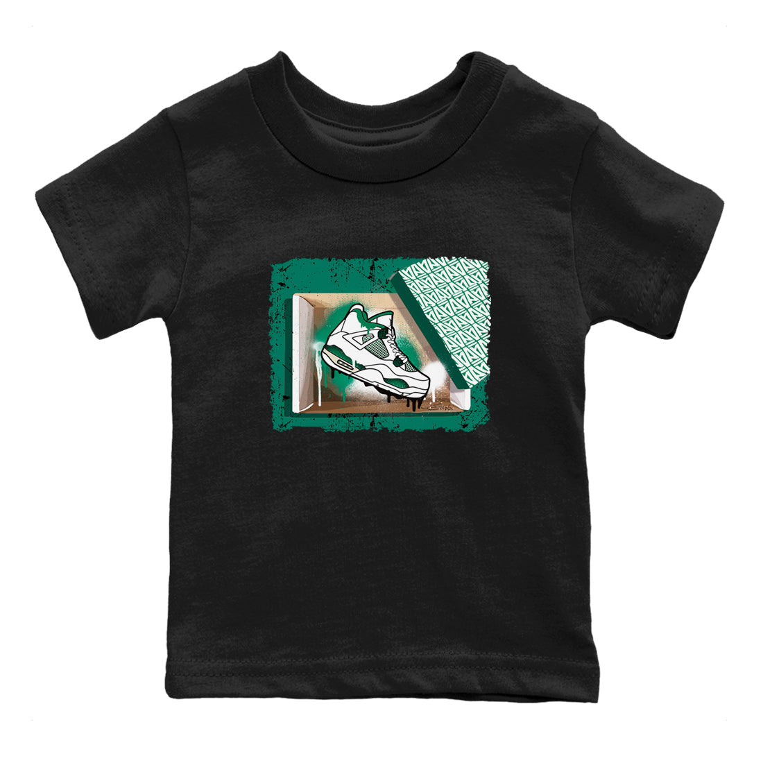 4s Oxidized Green shirts to match jordans New Kicks sneaker match tees Air Jordan 4 Oxidized Green Drip Gear Zone streetwear brand Baby and Youth Black 2 cotton tee