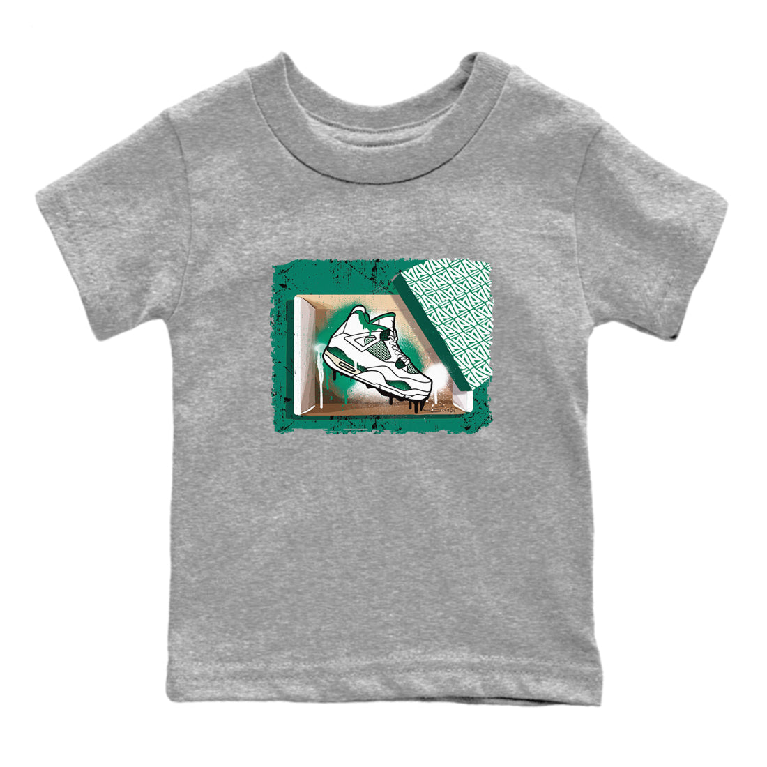 4s Oxidized Green shirts to match jordans New Kicks sneaker match tees Air Jordan 4 Oxidized Green Drip Gear Zone streetwear brand Baby and Youth Heather Grey 2 cotton tee
