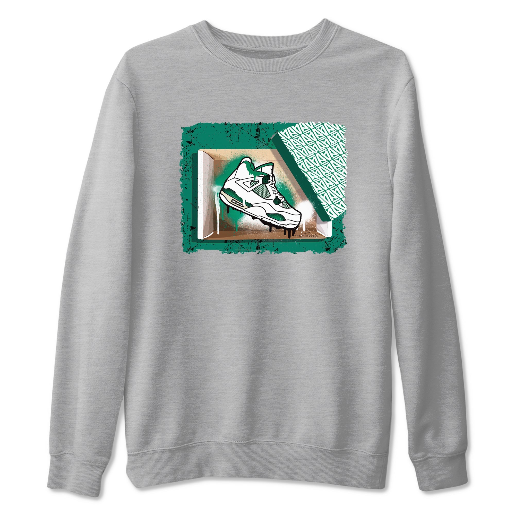 4s Oxidized Green shirts to match jordans New Kicks sneaker match tees Air Jordan 4 Oxidized Green Drip Gear Zone streetwear brand Heather Grey 2 unisex cotton tee
