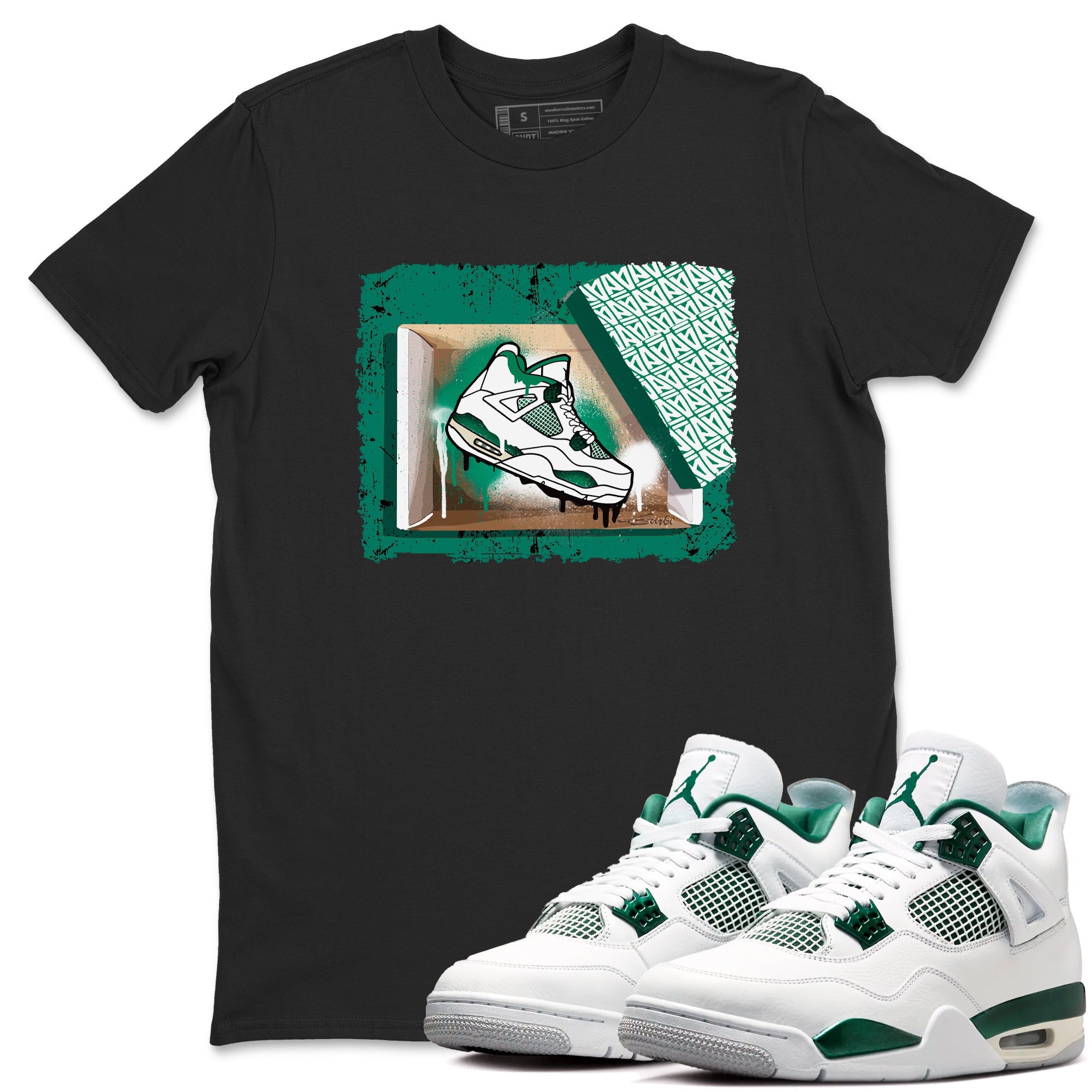 4s Oxidized Green shirts to match jordans New Kicks sneaker match tees Air Jordan 4 Oxidized Green Drip Gear Zone streetwear brand Black 1 unisex cotton tee