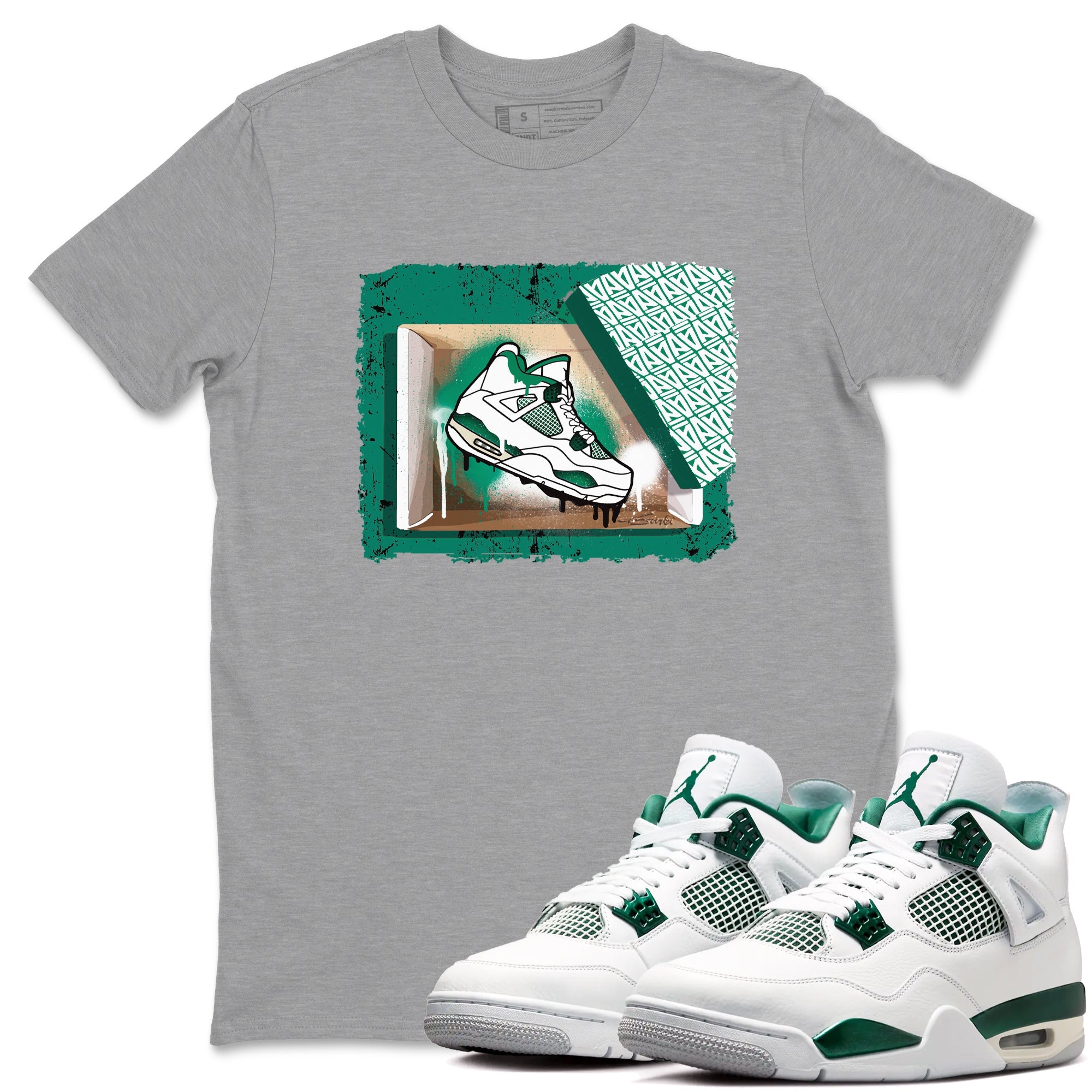 4s Oxidized Green shirts to match jordans New Kicks sneaker match tees Air Jordan 4 Oxidized Green Drip Gear Zone streetwear brand Heather Grey 1 unisex cotton tee