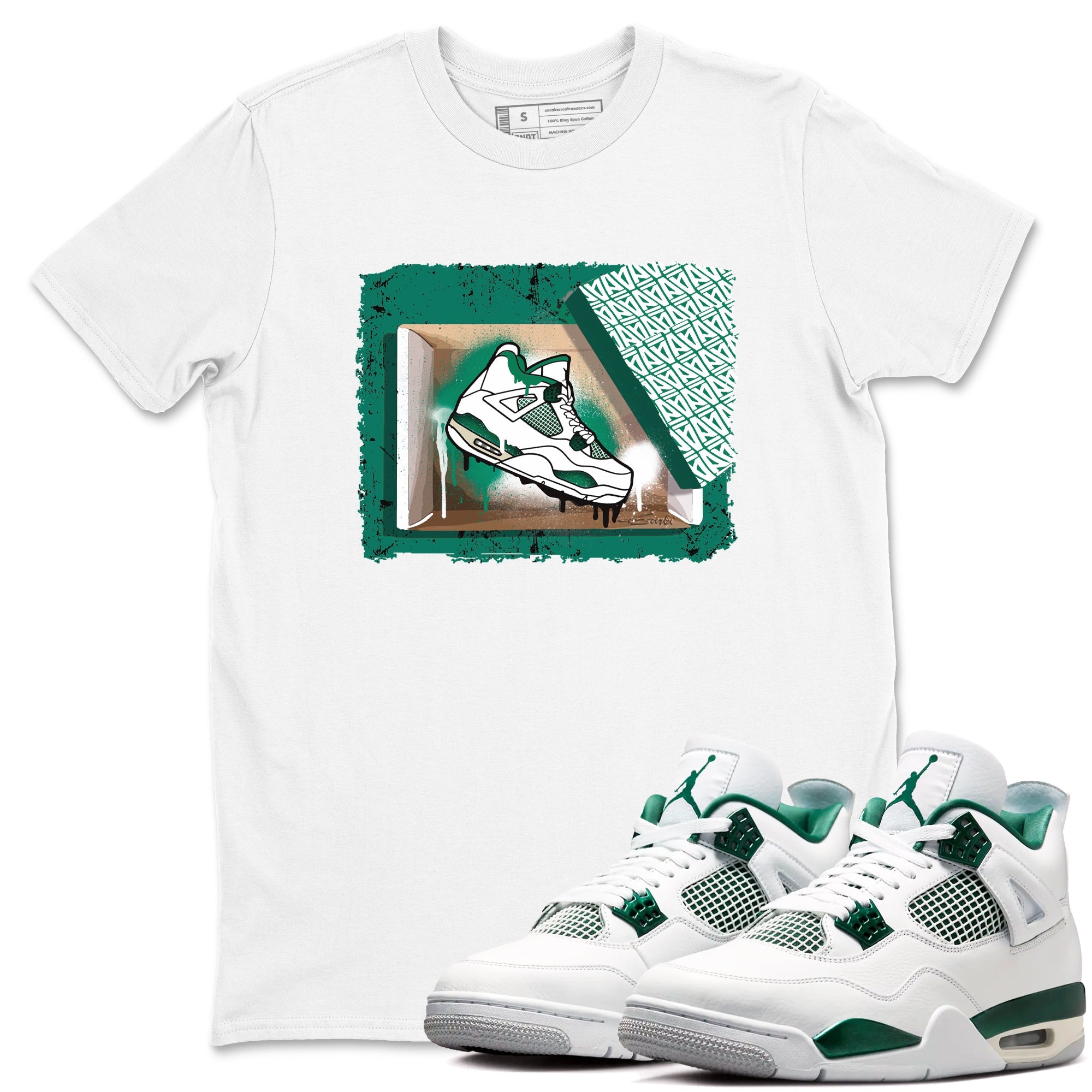4s Oxidized Green shirts to match jordans New Kicks sneaker match tees Air Jordan 4 Oxidized Green Drip Gear Zone streetwear brand White 1 unisex cotton tee