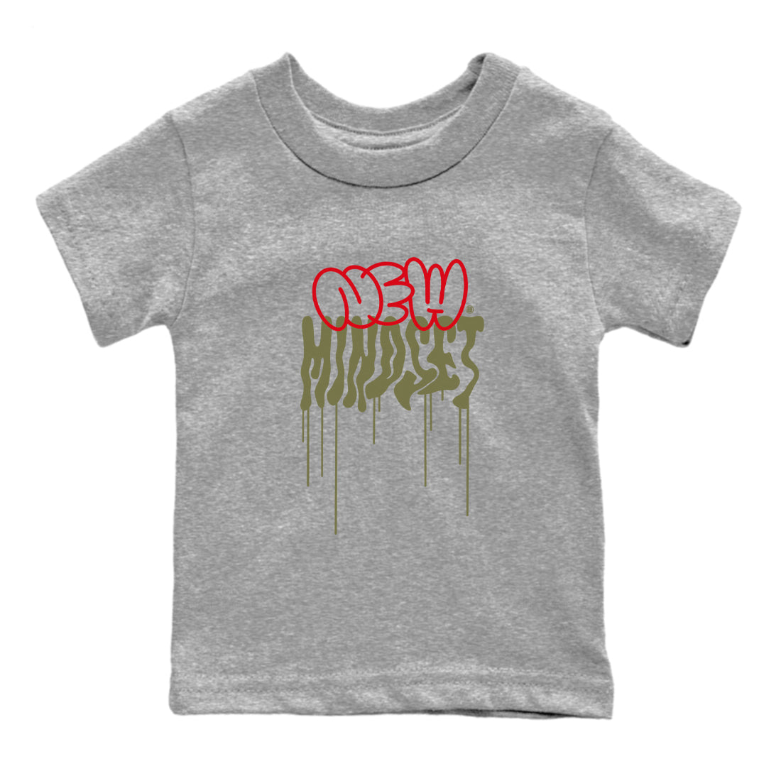 Air Jordan 1 Low Travis Scott Black Olive shirts to match jordans New Mindset sneaker match tees Air Jordan 1 Travis Scott Black Olive Sneaker Shirts Drip Gear Zone streetwear brand Baby and Youth Heather Grey 2 cotton tee