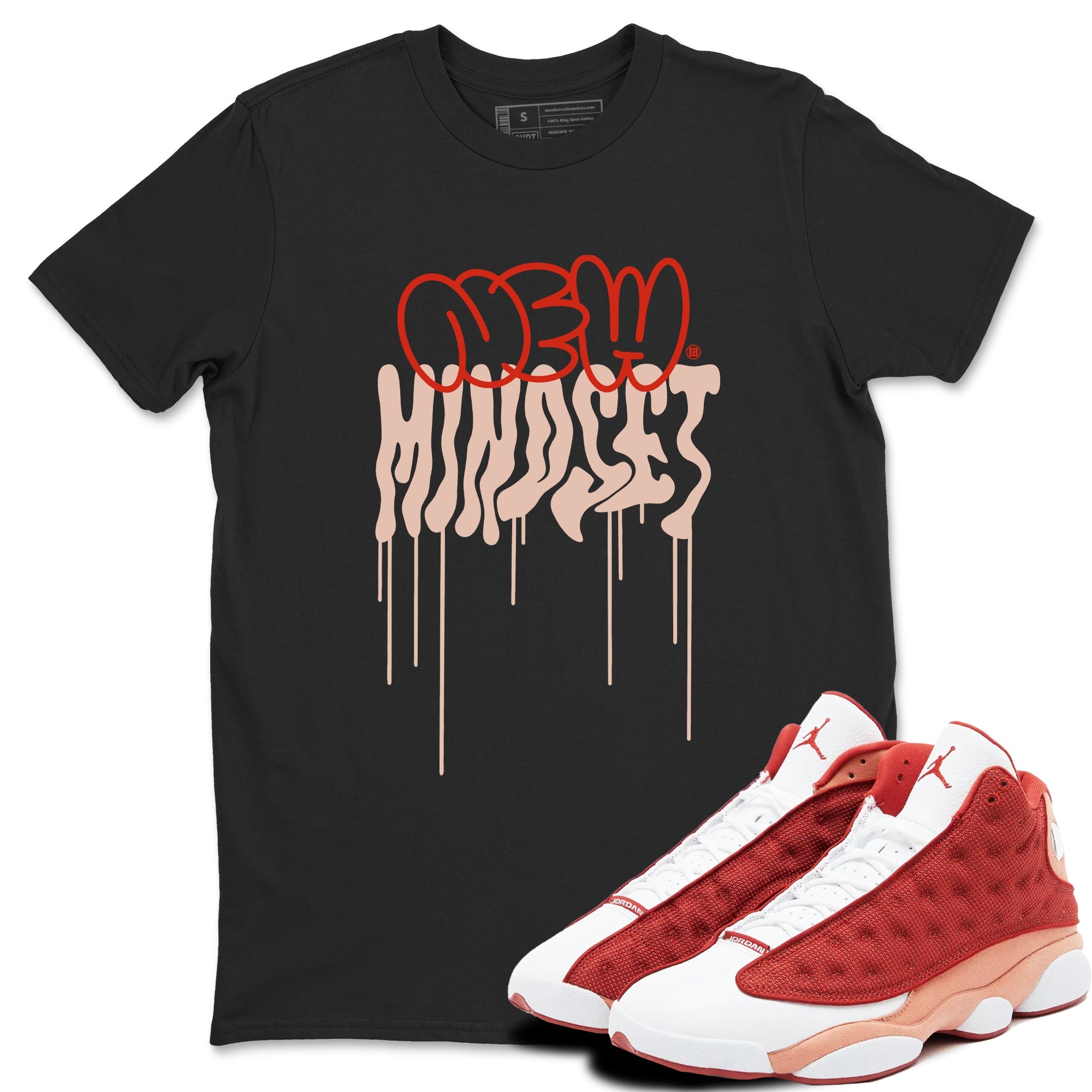 Air Jordan 13 Dune Red shirts to match jordans New Mindset sneaker match tees AJ13 Dune Red Sneaker Shirts Drip Gear Zone streetwear brand Black 1 unisex cotton tee