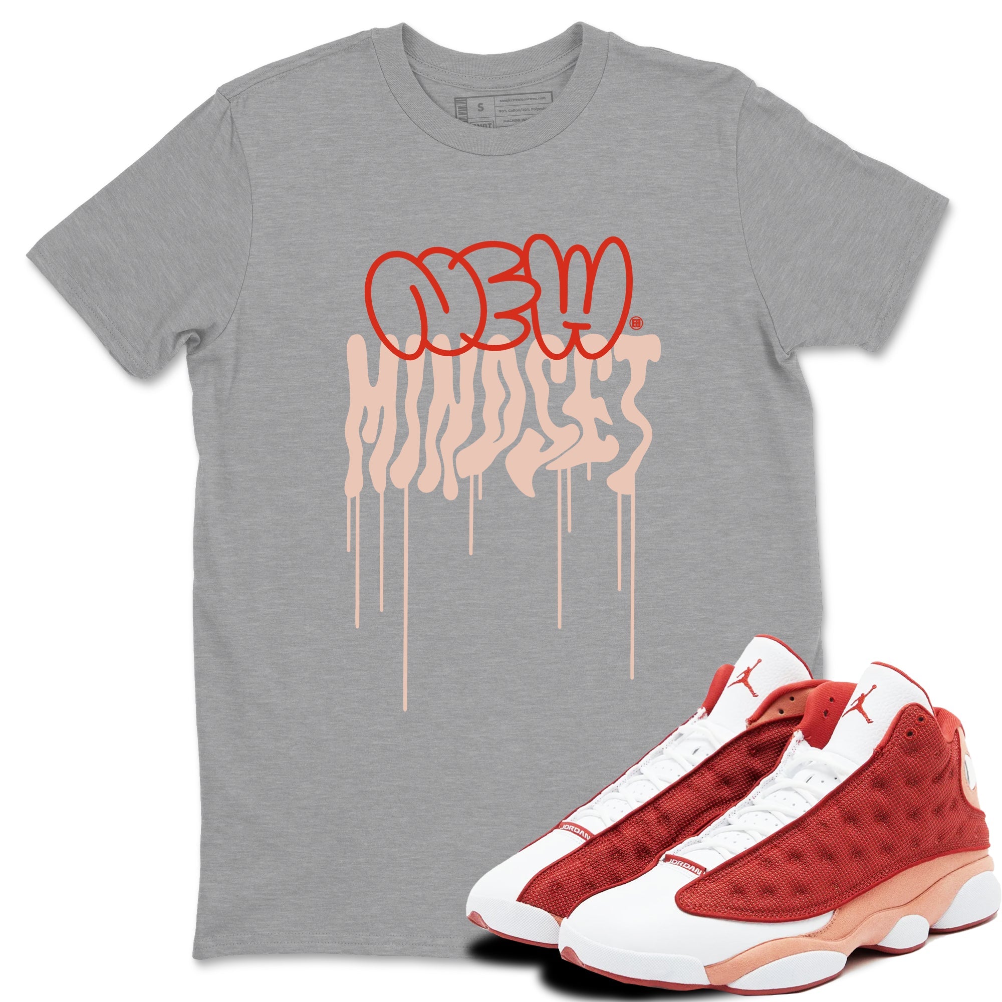 Air Jordan 13 Dune Red shirts to match jordans New Mindset sneaker match tees AJ13 Dune Red Sneaker Shirts Drip Gear Zone streetwear brand Heather Grey 1 unisex cotton tee