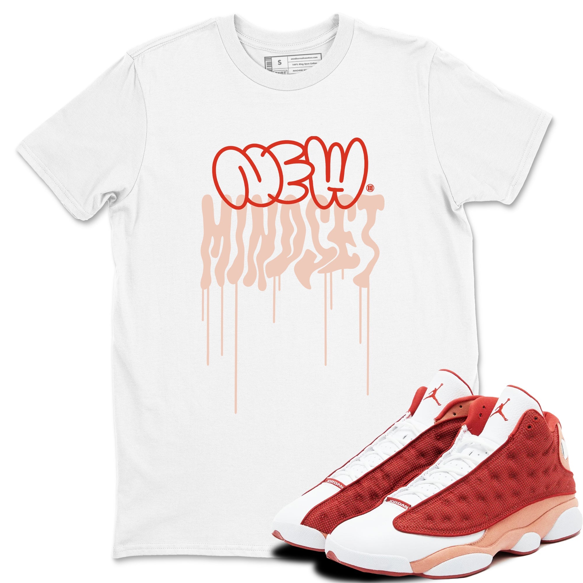 Air Jordan 13 Dune Red shirts to match jordans New Mindset sneaker match tees AJ13 Dune Red Sneaker Shirts Drip Gear Zone streetwear brand White 1 unisex cotton tee