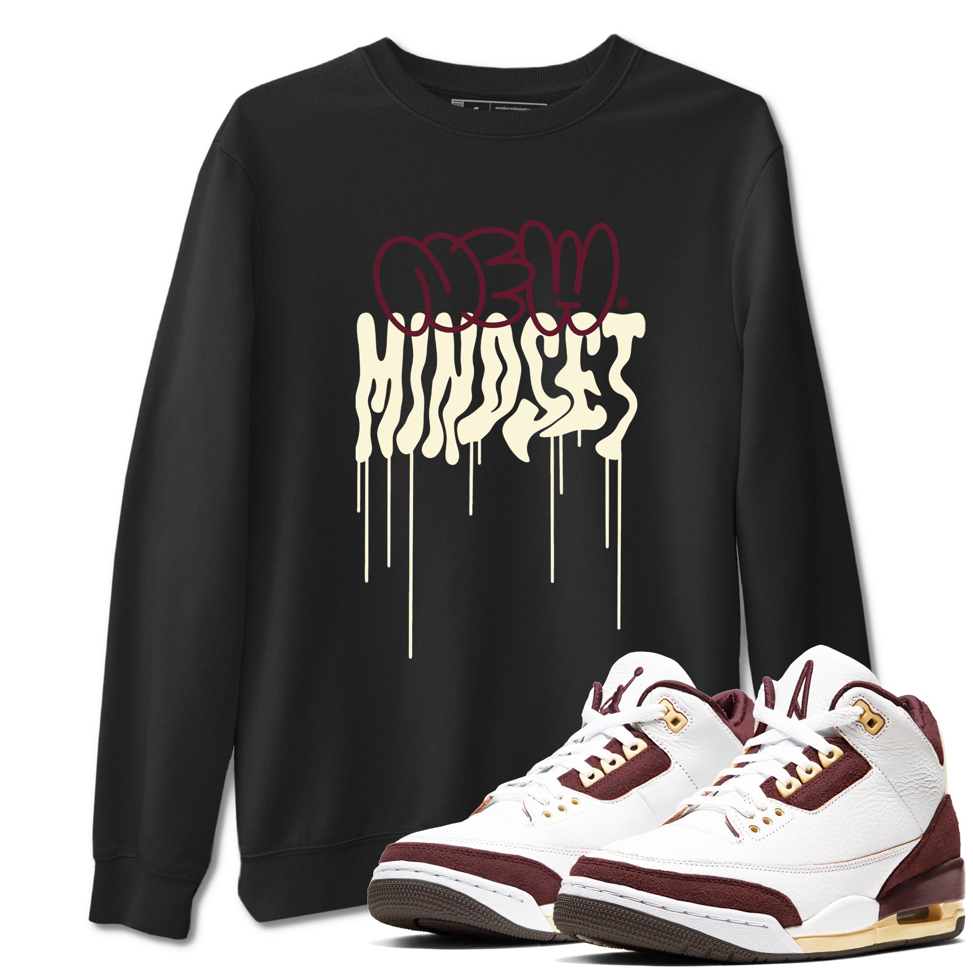 Air Jordan 3 A Ma Maniere x Burgundy Crush shirts to match jordans New Mindset sneaker match tees Jordan 3 A Ma Maniere x Burgundy Crush Sneaker Shirts Drip Gear Zone streetwear brand Black 1 unisex cotton tee