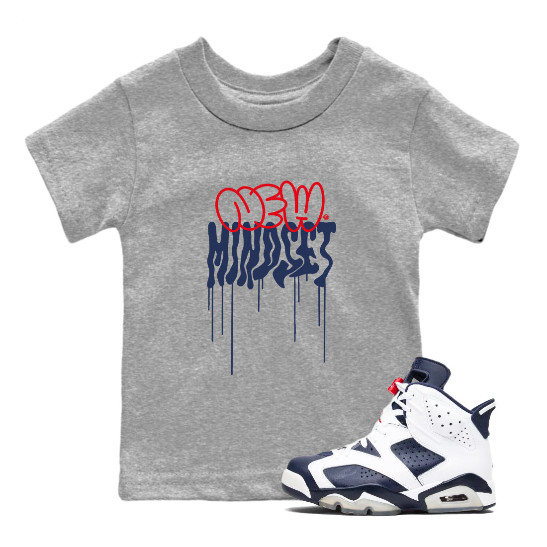 6s Olympic shirts to match jordans New Mindset sneaker match tees Air Jordan 6 Olympic Sneaker Shirts Drip Gear Zone streetwear brand Baby and Youth Heather Grey 1 cotton tee
