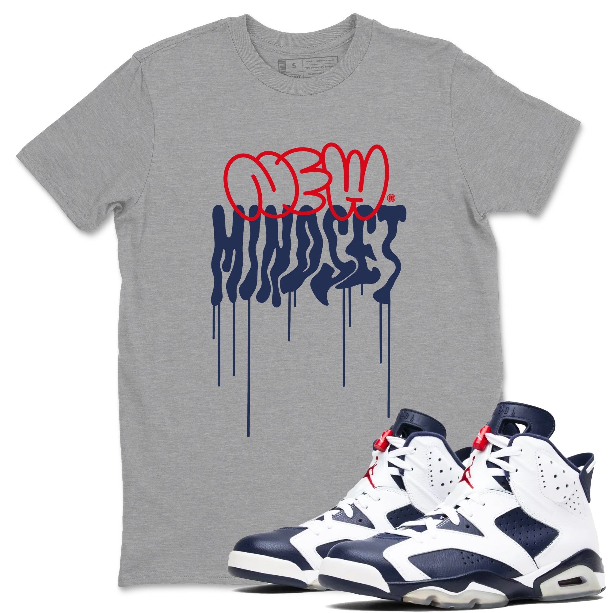 6s Olympic shirts to match jordans New Mindset sneaker match tees Air Jordan 6 Olympic Sneaker Shirts Drip Gear Zone streetwear brand Heather Grey 1 unisex cotton tee