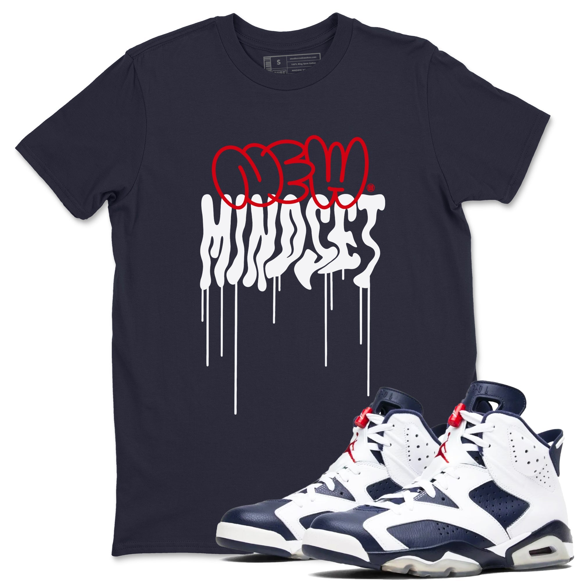 6s Olympic shirts to match jordans New Mindset sneaker match tees Air Jordan 6 Olympic Sneaker Shirts Drip Gear Zone streetwear brand Navy 1 unisex cotton tee