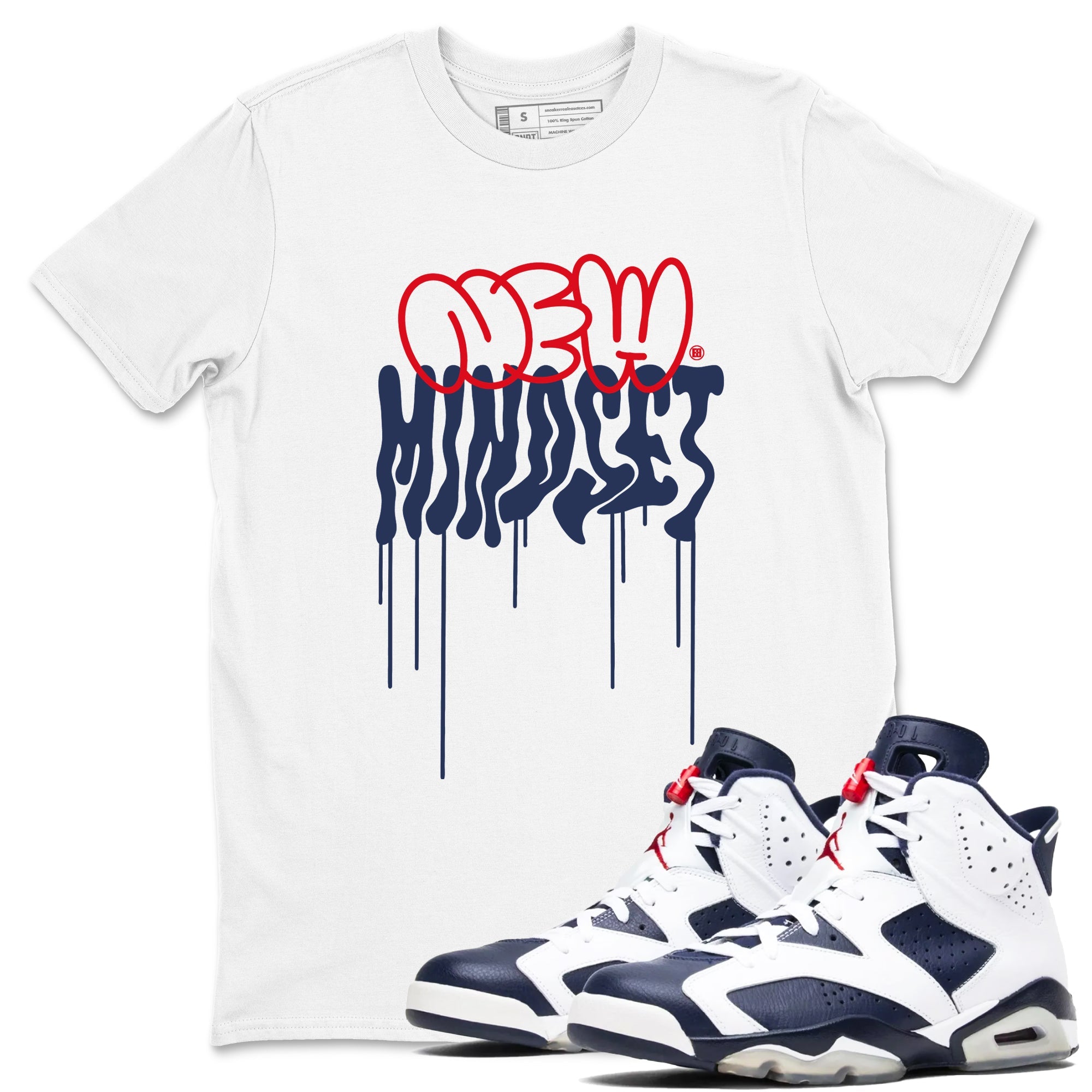 6s Olympic shirts to match jordans New Mindset sneaker match tees Air Jordan 6 Olympic Sneaker Shirts Drip Gear Zone streetwear brand White 1 unisex cotton tee