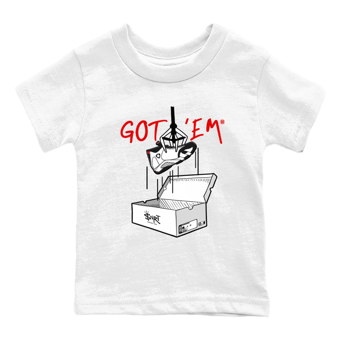Air Jordan 14 Black Toe t shirts to match sneakers New Treasure Hunter sneaker match tees 14s Black Toe sneaker match tee Drip Gear Zone Youth Baby White 2 tee