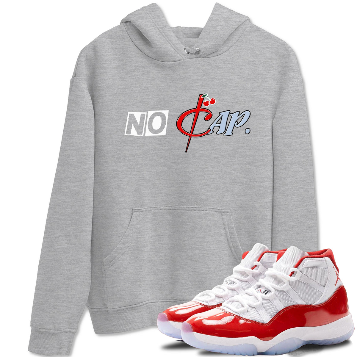 11s Cherry shirts to match jordans No Cap sneaker match tees Air Jordan 11 Retro Cherry match shoes to clothes Drip Gear Zone unisex cotton Heather Grey 1 shirts