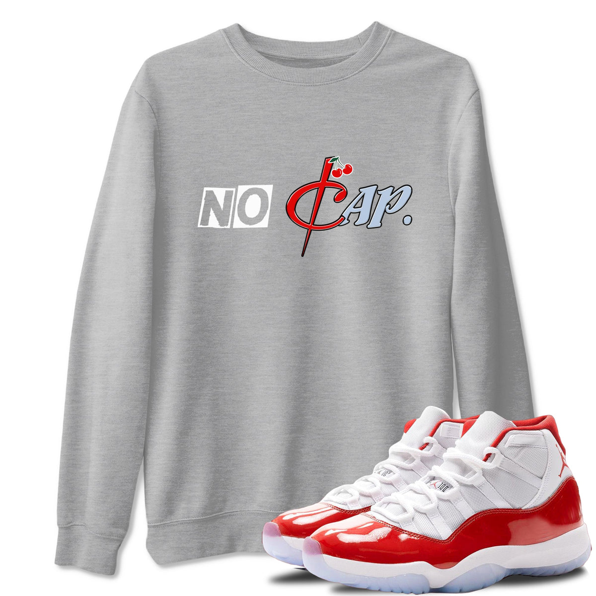 11s Cherry shirts to match jordans No Cap sneaker match tees Air Jordan 11 Retro Cherry match shoes to clothes Drip Gear Zone unisex cotton Heather Grey 1 shirts