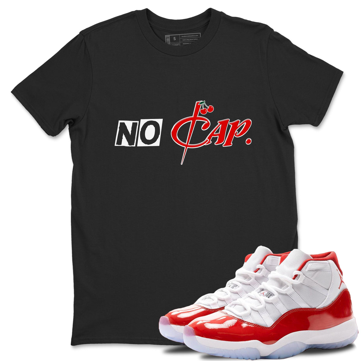 11s Cherry shirts to match jordans No Cap sneaker match tees Air Jordan 11 Retro Cherry match shoes to clothes Drip Gear Zone unisex cotton Black 1 shirts