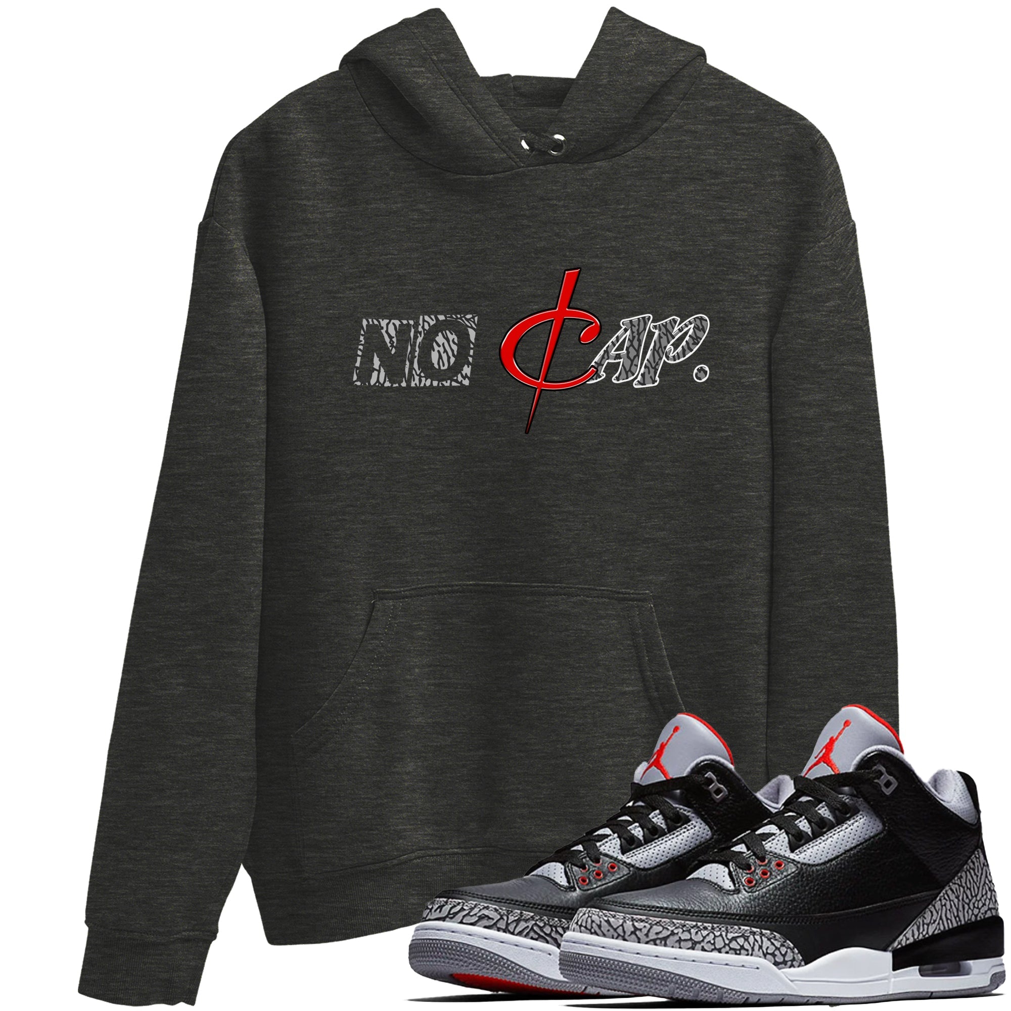 3s Black Cement shirts to match jordans No Cap sneaker match tees Air Jordan 3 Black Cement match shoes to clothes Drip Gear Zone unisex cotton Charcoal Heather 1 shirts