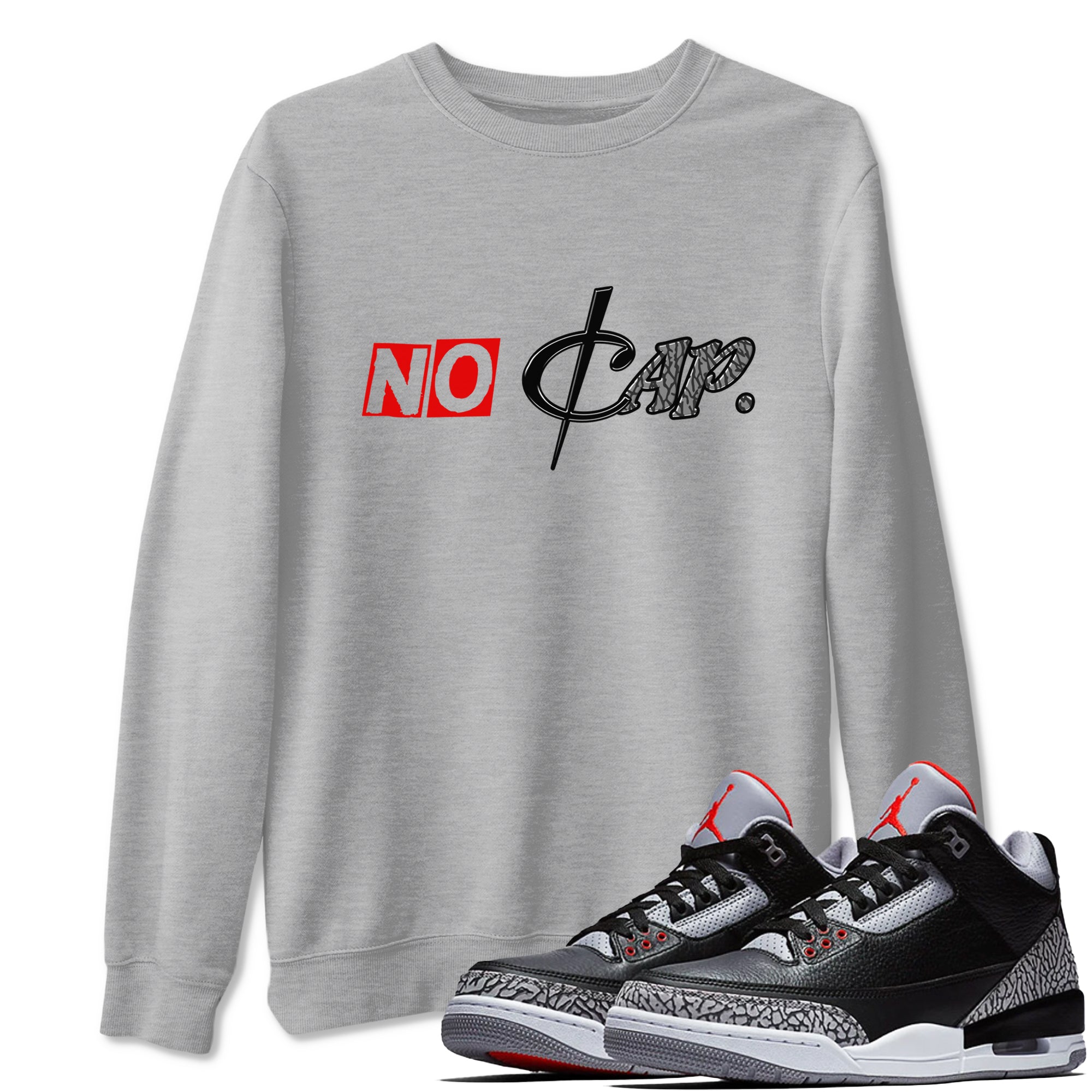 3s Black Cement shirts to match jordans No Cap sneaker match tees Air Jordan 3 Black Cement match shoes to clothes Drip Gear Zone unisex cotton Heather Grey 1 shirts