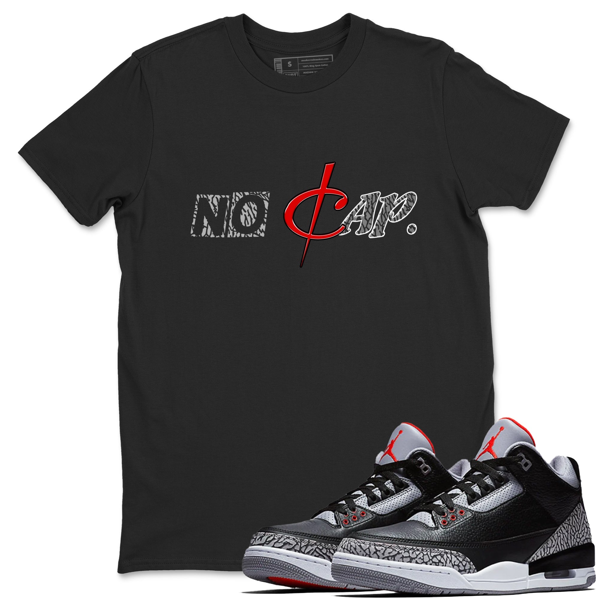 3s Black Cement shirts to match jordans No Cap sneaker match tees Air Jordan 3 Black Cement match shoes to clothes Drip Gear Zone unisex cotton Black 1 shirts