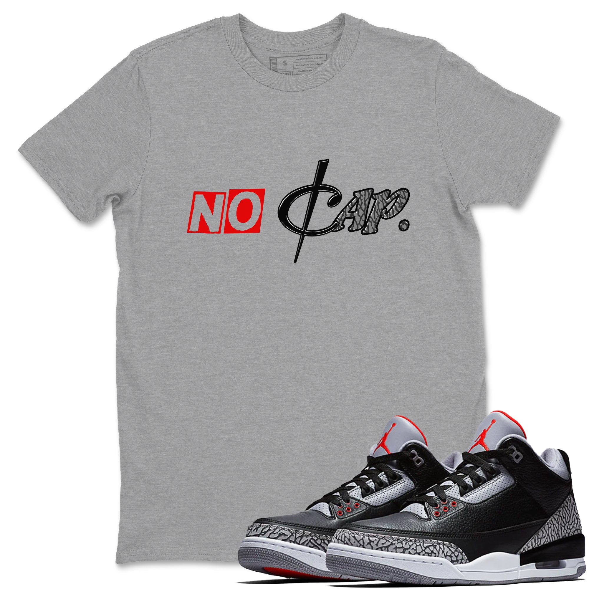 3s Black Cement shirts to match jordans No Cap sneaker match tees Air Jordan 3 Black Cement match shoes to clothes Drip Gear Zone unisex cotton Heather Grey 1 shirts