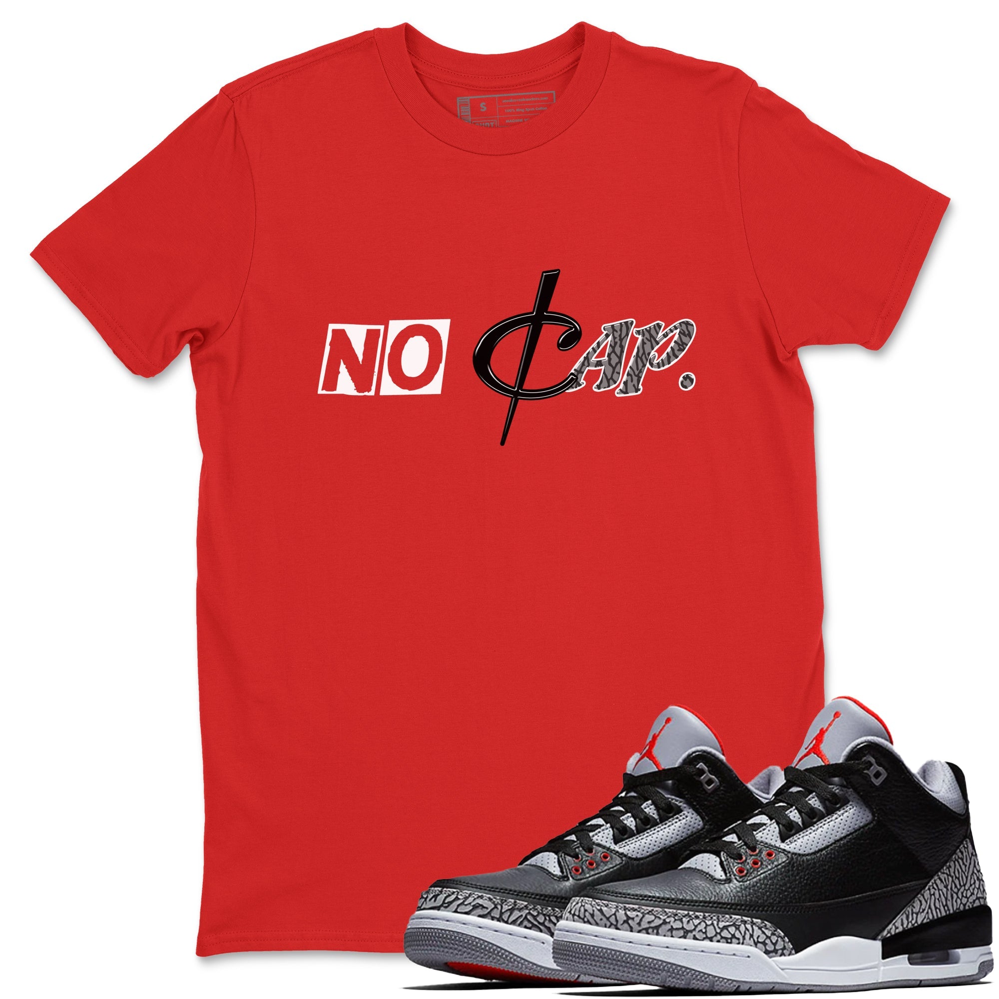 3s Black Cement shirts to match jordans No Cap sneaker match tees Air Jordan 3 Black Cement match shoes to clothes Drip Gear Zone unisex cotton Red 1 shirts