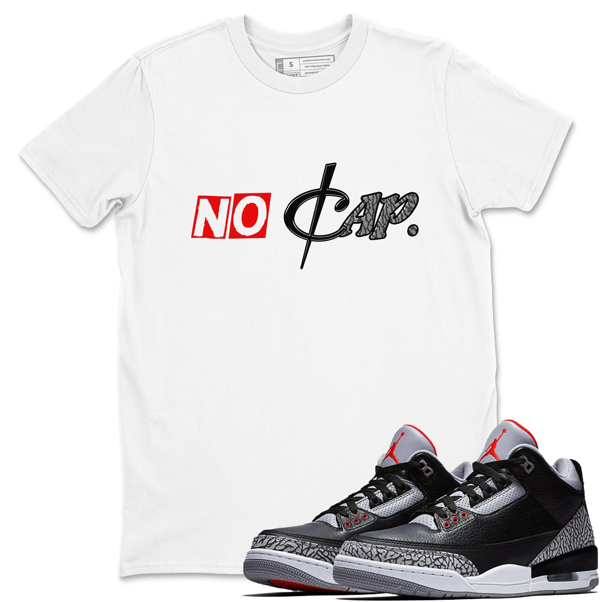 3s Black Cement shirts to match jordans No Cap sneaker match tees Air Jordan 3 Black Cement match shoes to clothes Drip Gear Zone unisex cotton White 1 shirts