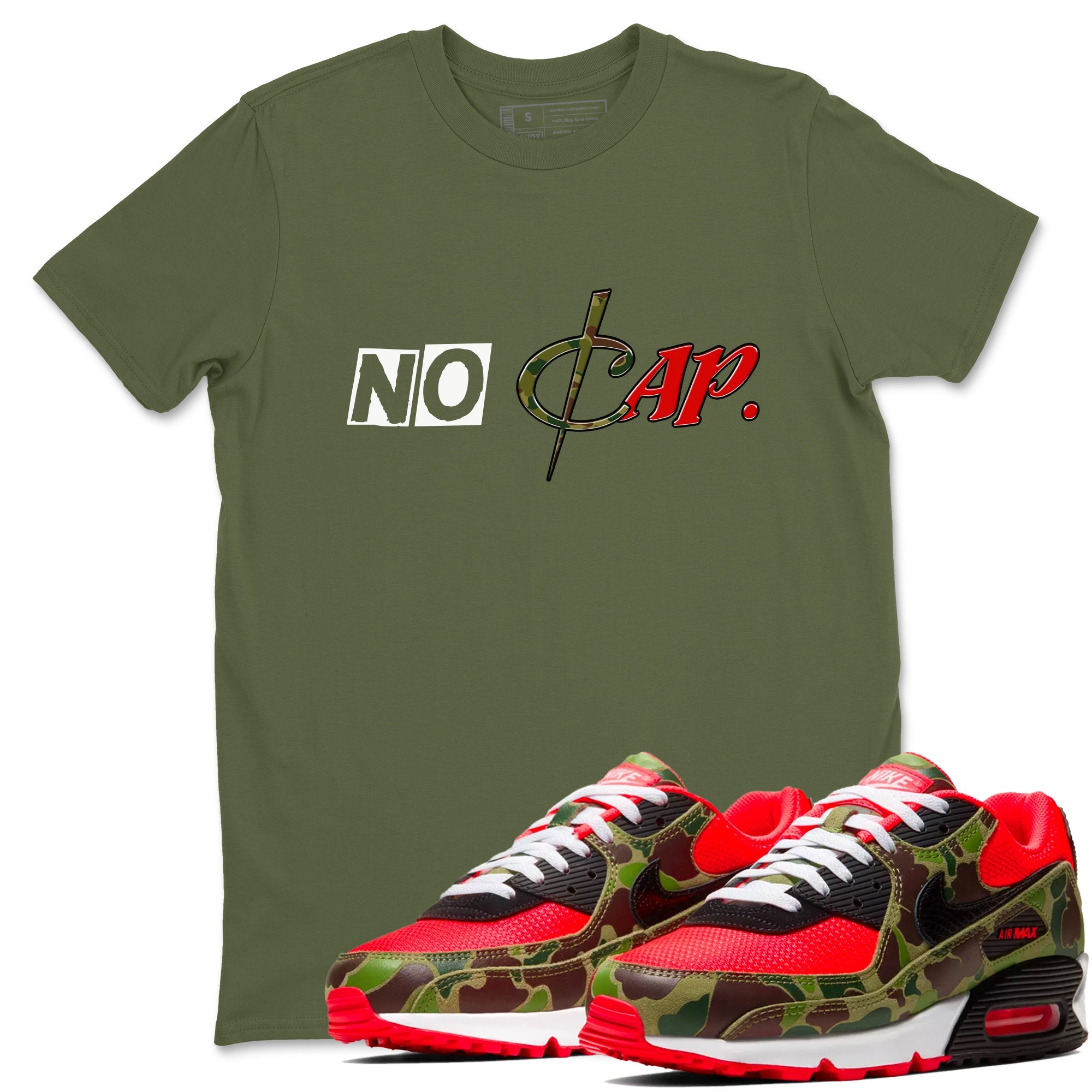 Air Max 90 Duck Camo shirts to match jordans No Cap sneaker match tees Air Max 90 Reverse Duck Camo match shoes to clothes Drip Gear Zone unisex cotton Military Green 1 shirts