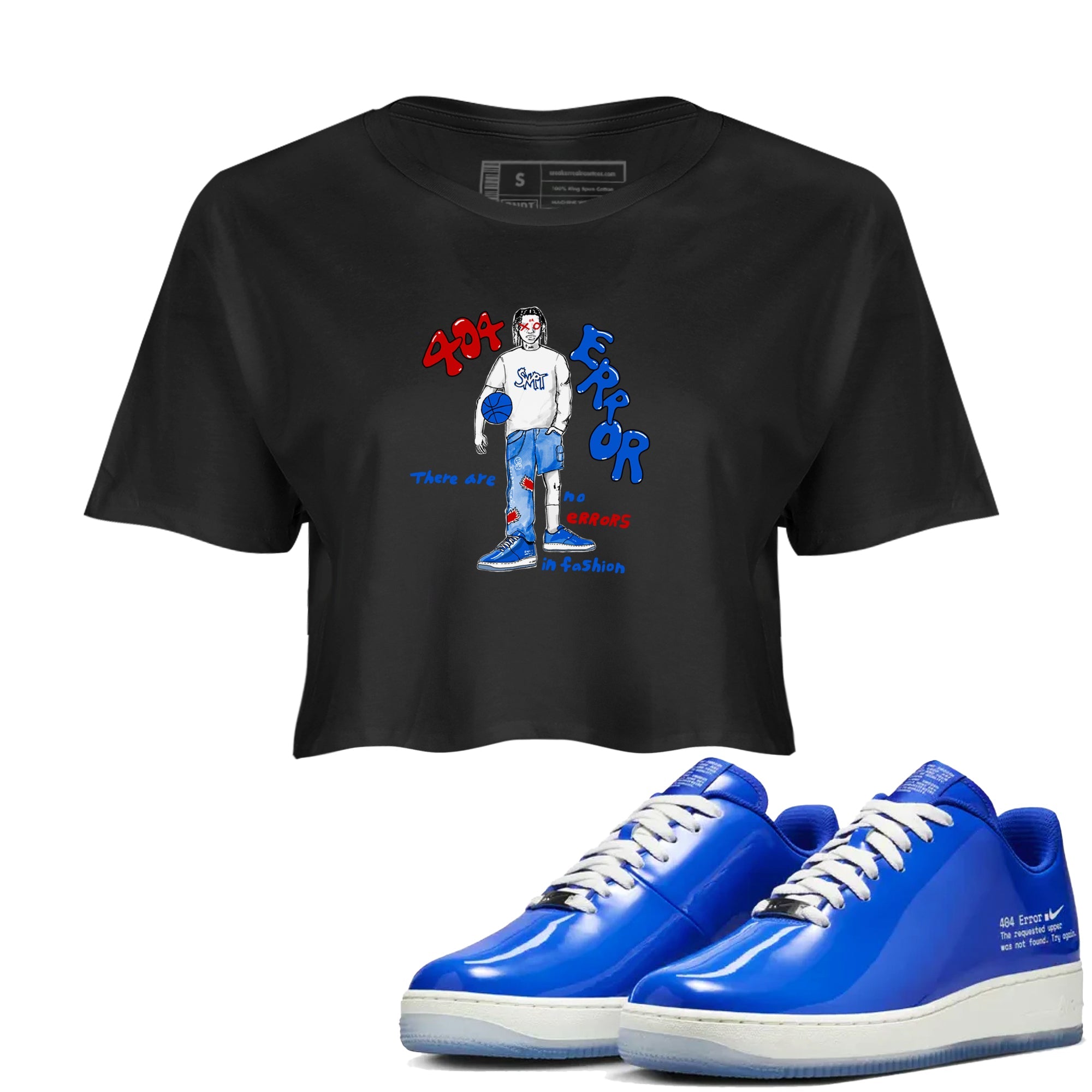 Air Force 1 404 Error shirt to match jordans No Errors In Fashion sneaker tees Air Force 1 404 Error Drip Gear Zone Black 1 crop length shirt