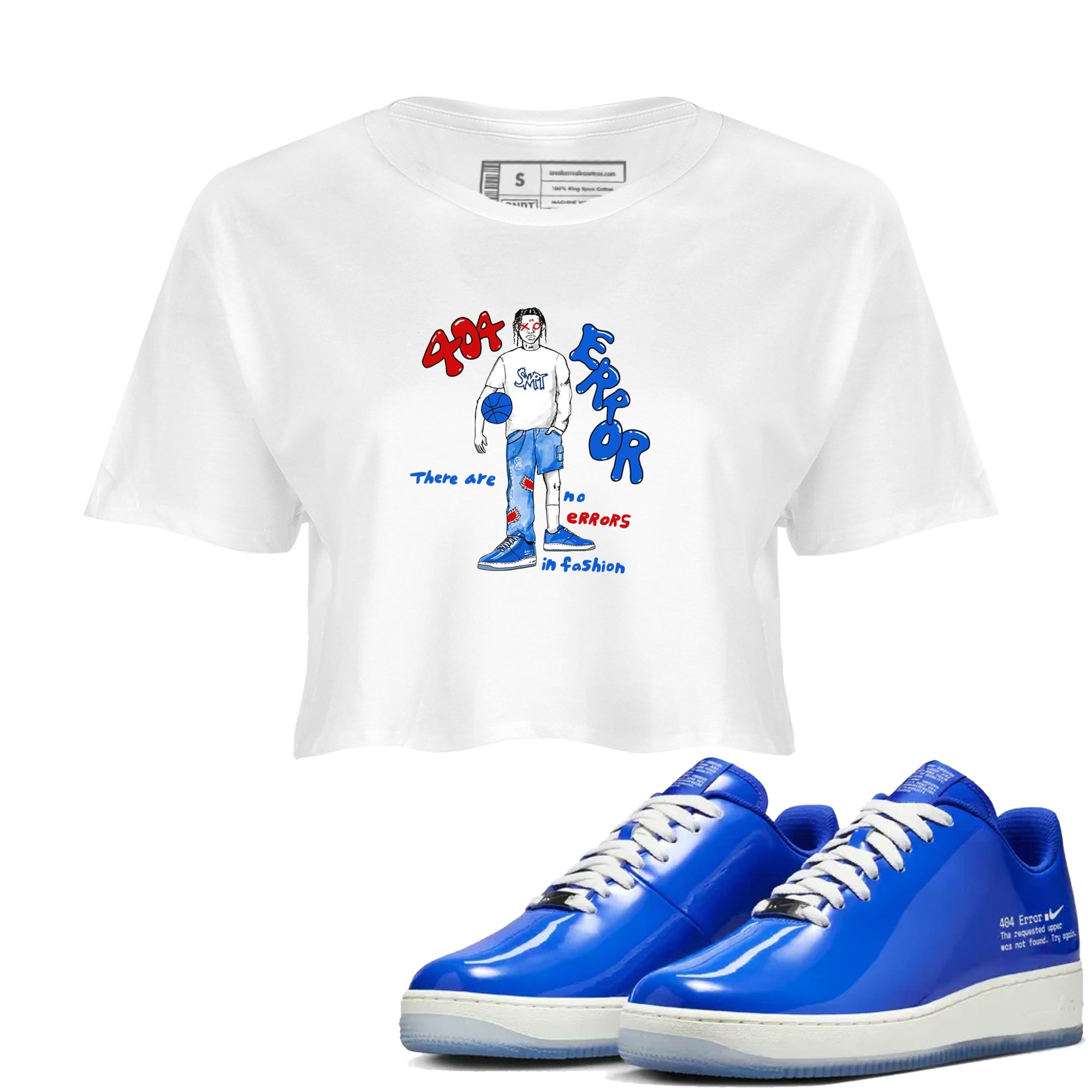 Air Force 1 404 Error shirt to match jordans No Errors In Fashion sneaker tees Air Force 1 404 Error Drip Gear Zone White 1 crop length shirt