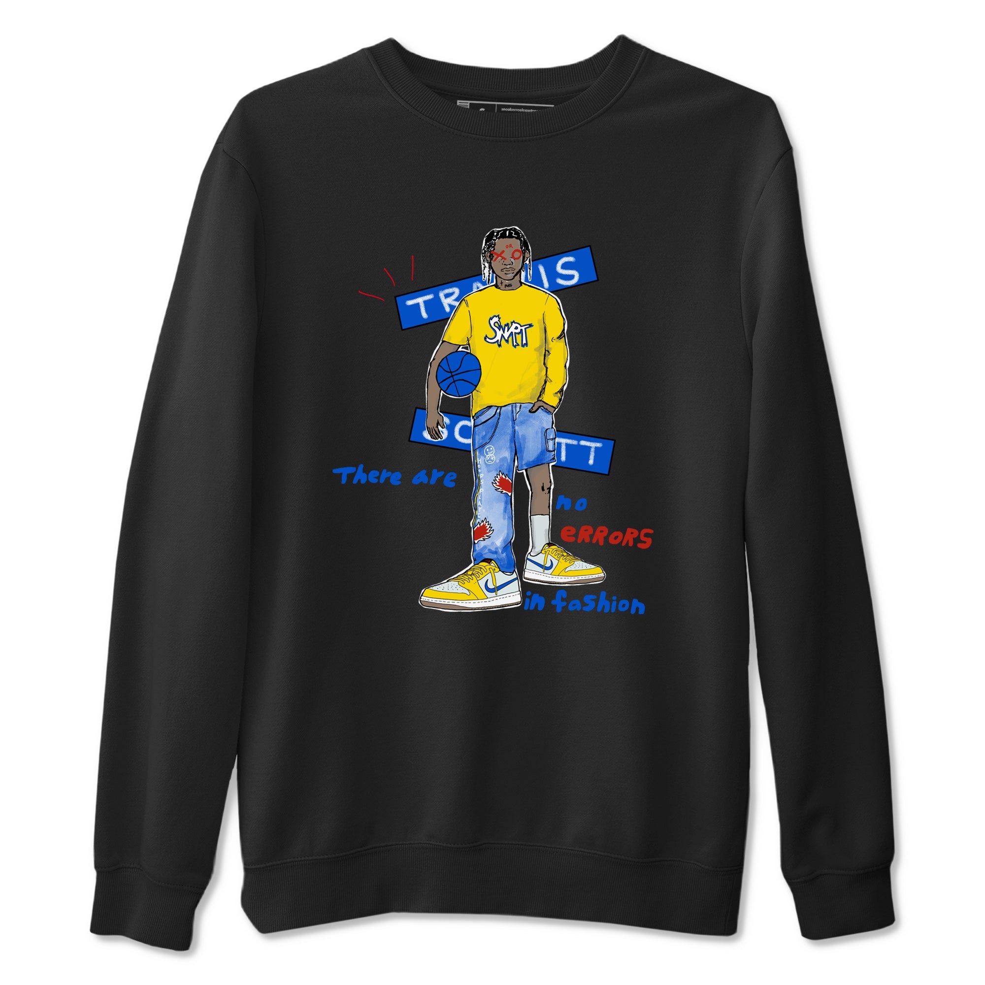 Air Jordan 1 Travis x Scott x Canary shirt to match jordans No Errors In Fashion sneaker tees Air Jordan 1 Travis Scott Canary Drip Gear Zone unisex cotton Black 2 crew neck shirt