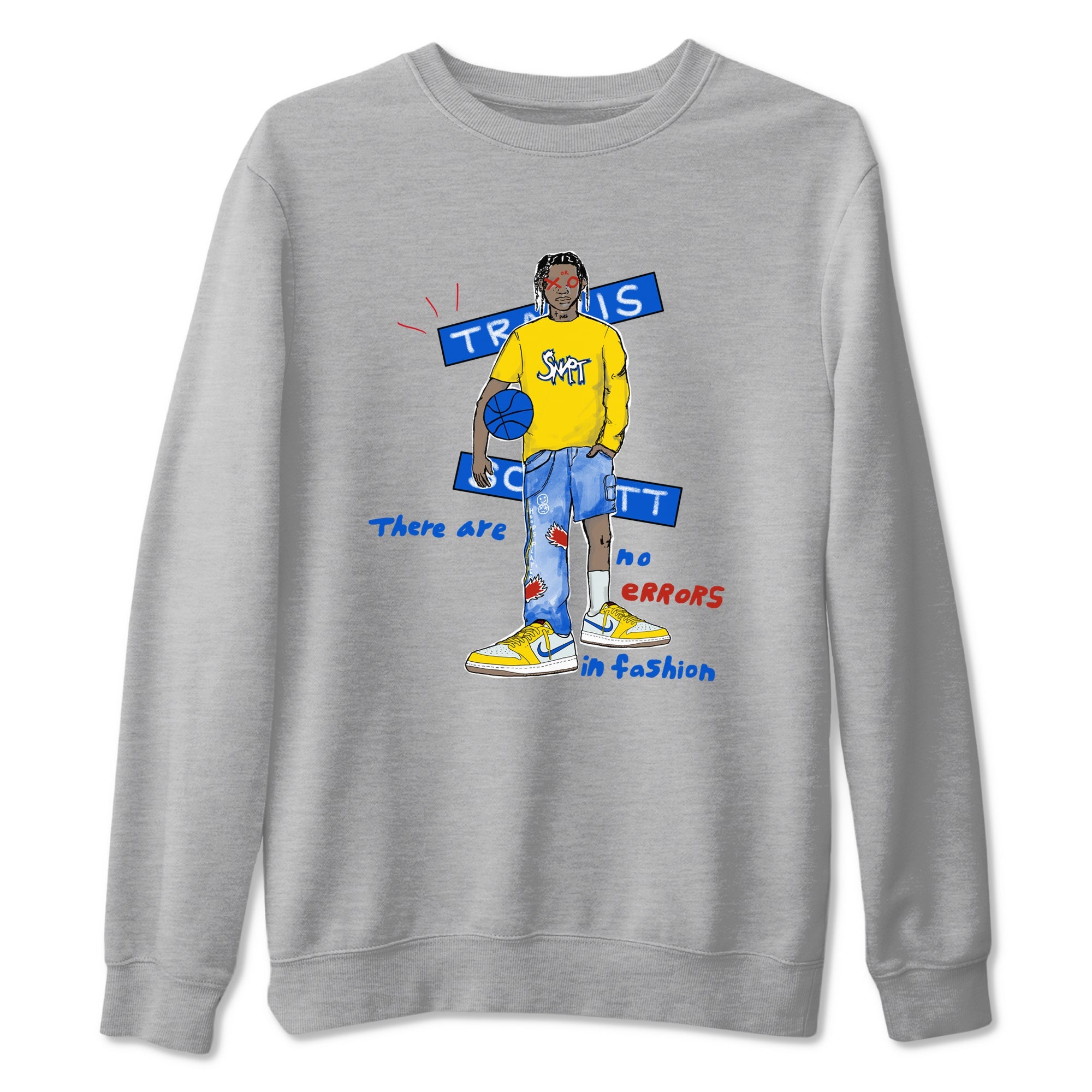 Air Jordan 1 Travis x Scott x Canary shirt to match jordans No Errors In Fashion sneaker tees Air Jordan 1 Travis Scott Canary Drip Gear Zone unisex cotton Heather Grey 2 crew neck shirt