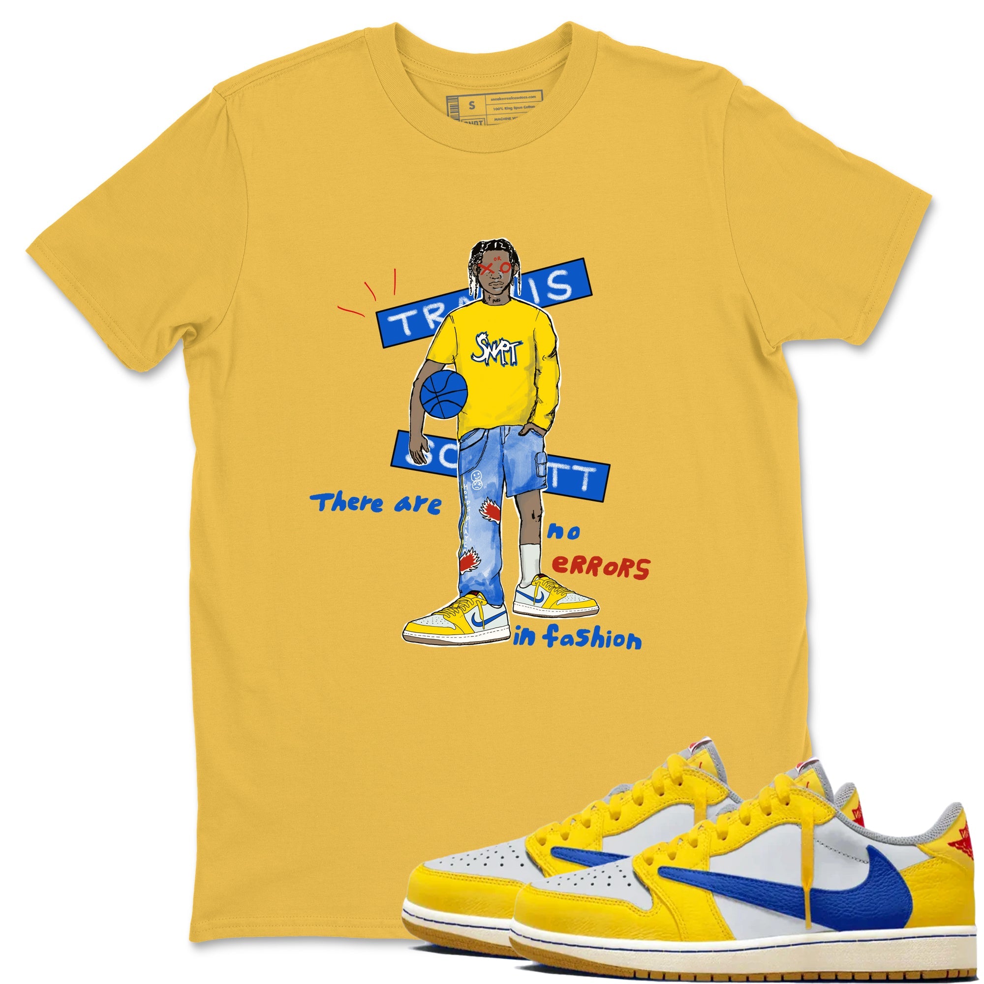 Air Jordan 1 Travis x Scott x Canary shirt to match jordans No Errors In Fashion sneaker tees Air Jordan 1 Travis Scott Canary Drip Gear Zone unisex cotton Daisy 1 crew neck shirt