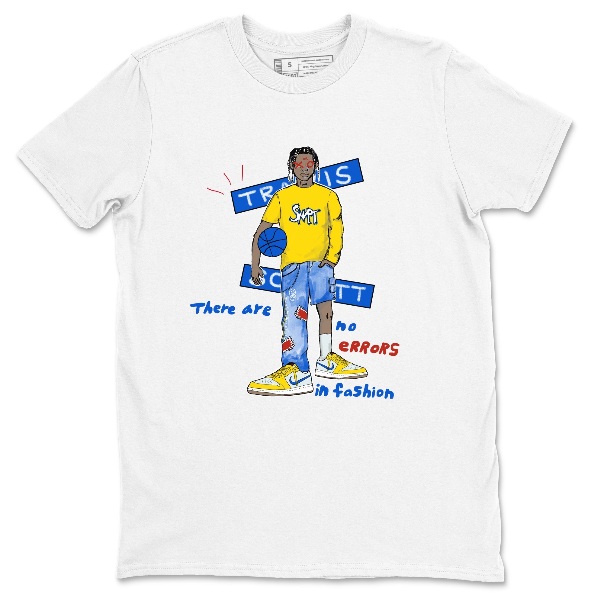 Air Jordan 1 Travis x Scott x Canary shirt to match jordans No Errors In Fashion sneaker tees Air Jordan 1 Travis Scott Canary Drip Gear Zone unisex cotton White 2 crew neck shirt