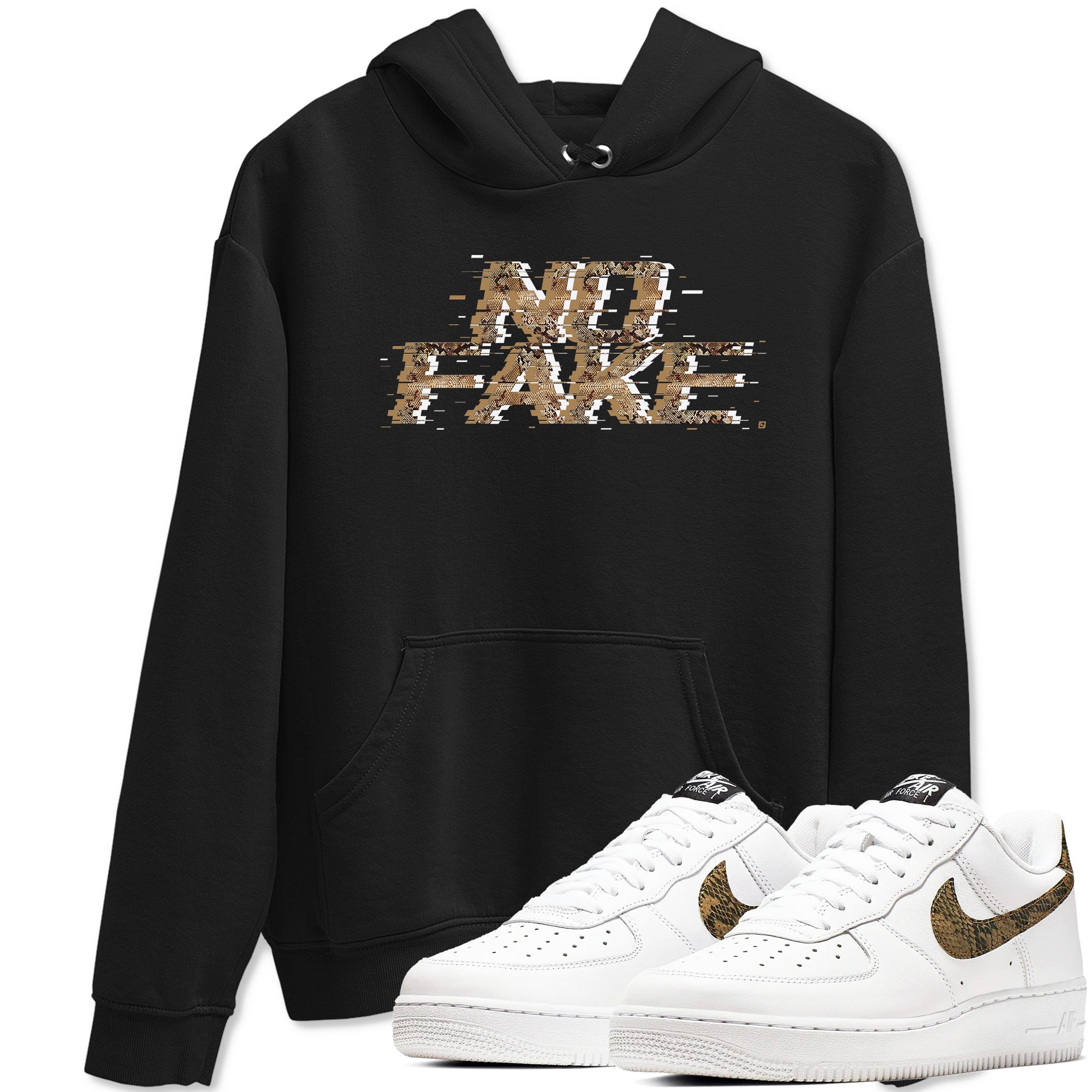AF1 Ivory Snake shirt to match jordans No Fake Glitch sneaker tees Air Force 1 Ivory Snake Drip Gear Zone unisex cotton Black 1 crew neck shirt
