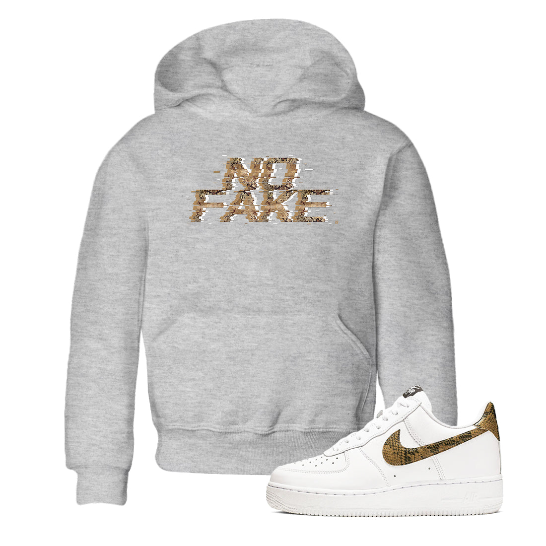 AF1 Ivory Snake shirt to match jordans No Fake Glitch sneaker tees Air Force 1 Ivory Snake Drip Gear Zone baby toddler Heather Grey 1 cotton Shirt