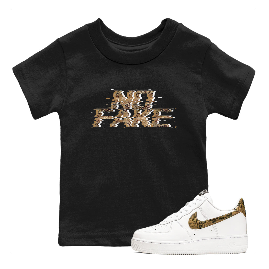 AF1 Ivory Snake shirt to match jordans No Fake Glitch sneaker tees Air Force 1 Ivory Snake Drip Gear Zone baby toddler Black 1 cotton Shirt