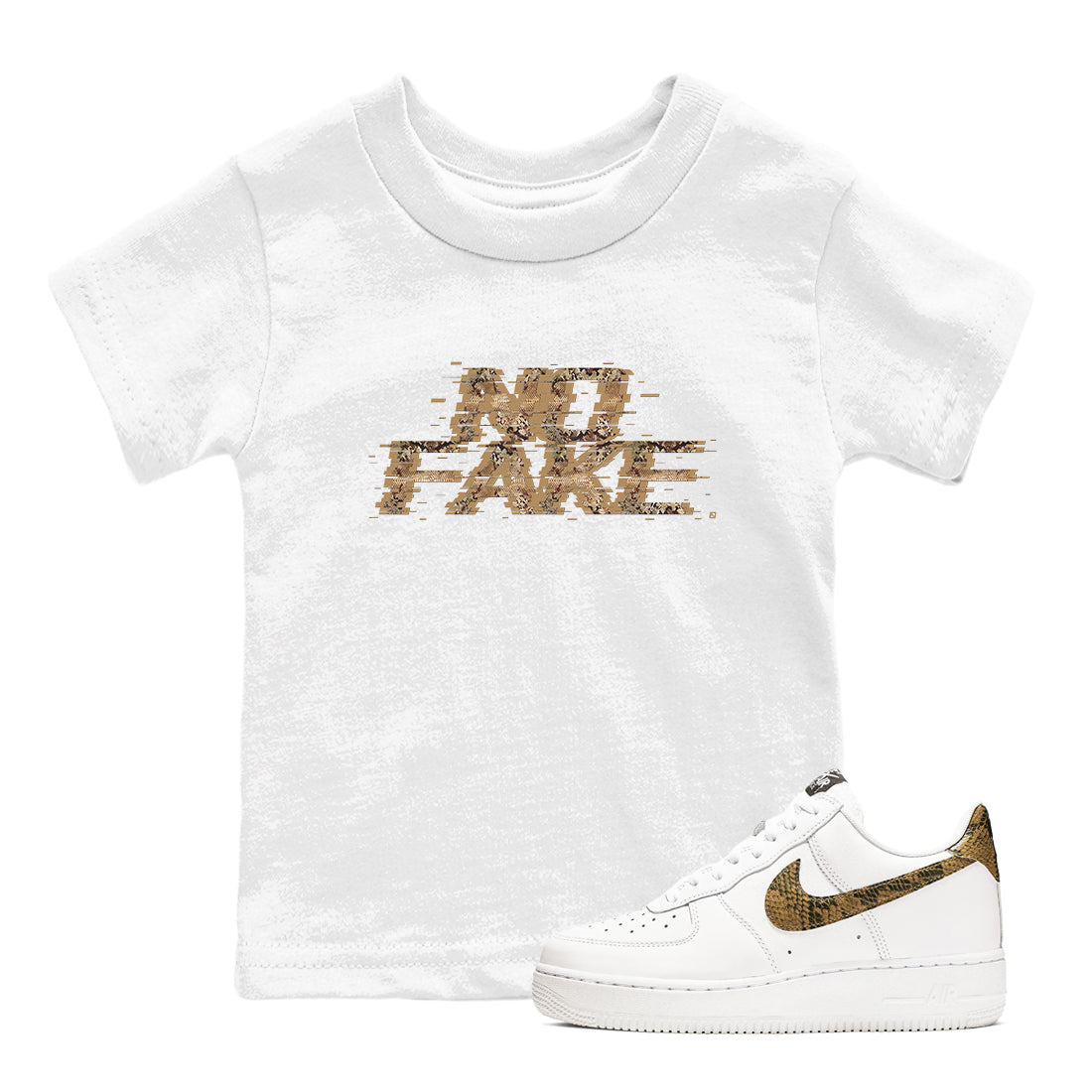 AF1 Ivory Snake shirt to match jordans No Fake Glitch sneaker tees Air Force 1 Ivory Snake Drip Gear Zone baby toddler White 1 cotton Shirt