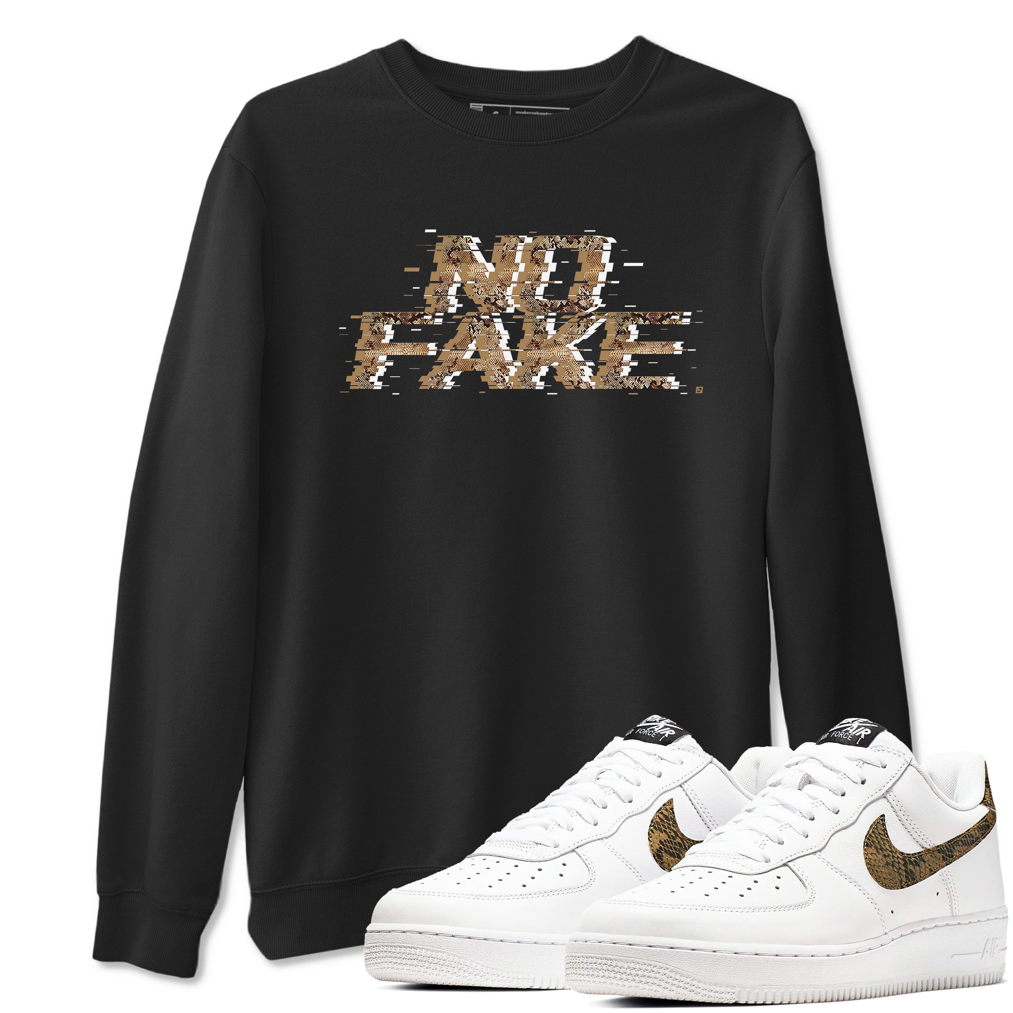 AF1 Ivory Snake shirt to match jordans No Fake Glitch sneaker tees Air Force 1 Ivory Snake Drip Gear Zone unisex cotton Black 1 crew neck shirt