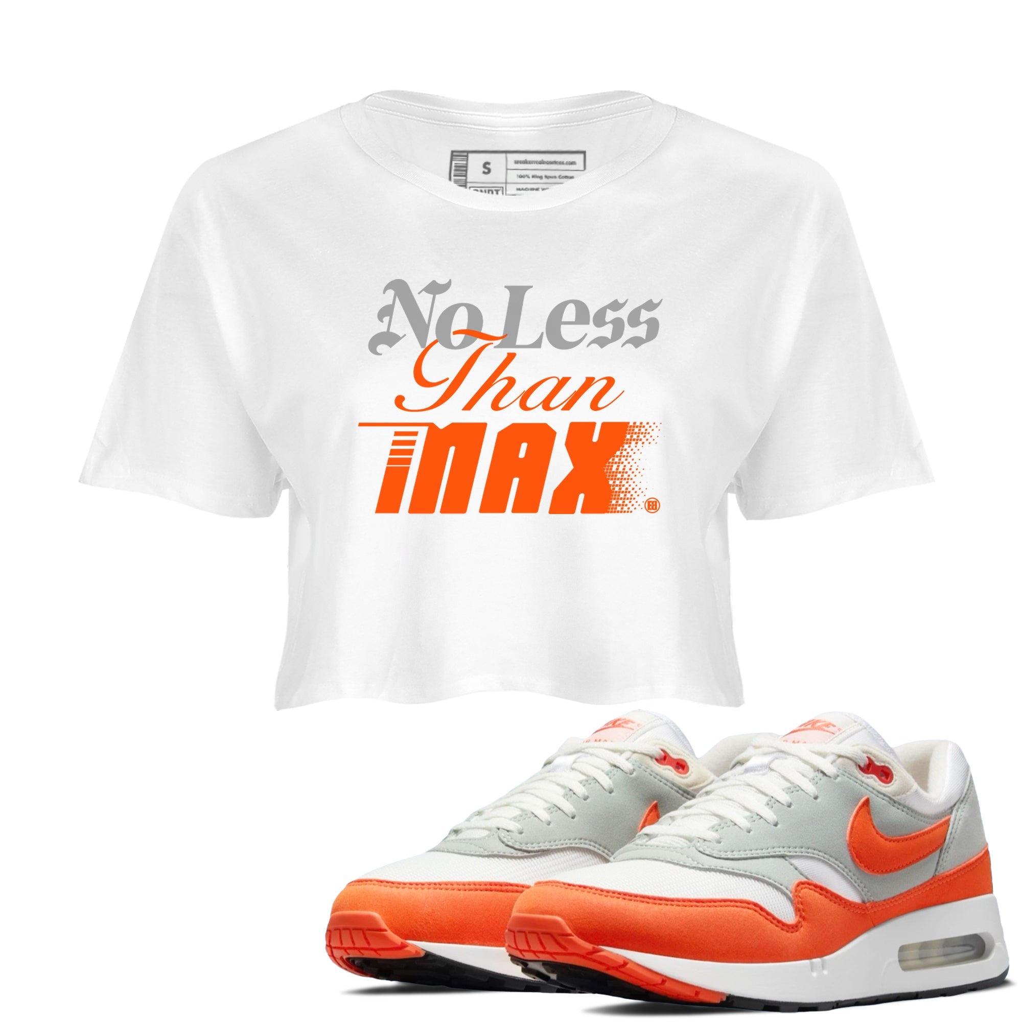 Air Max 1 OG '86 'Summit White and Cosmic Clay shirts to match jordans No Less Than Max sneaker match tees Air Max 1 Cosmic Clay match shoes to clothes Drip Gear Zone unisex cotton White 1 crop tee
