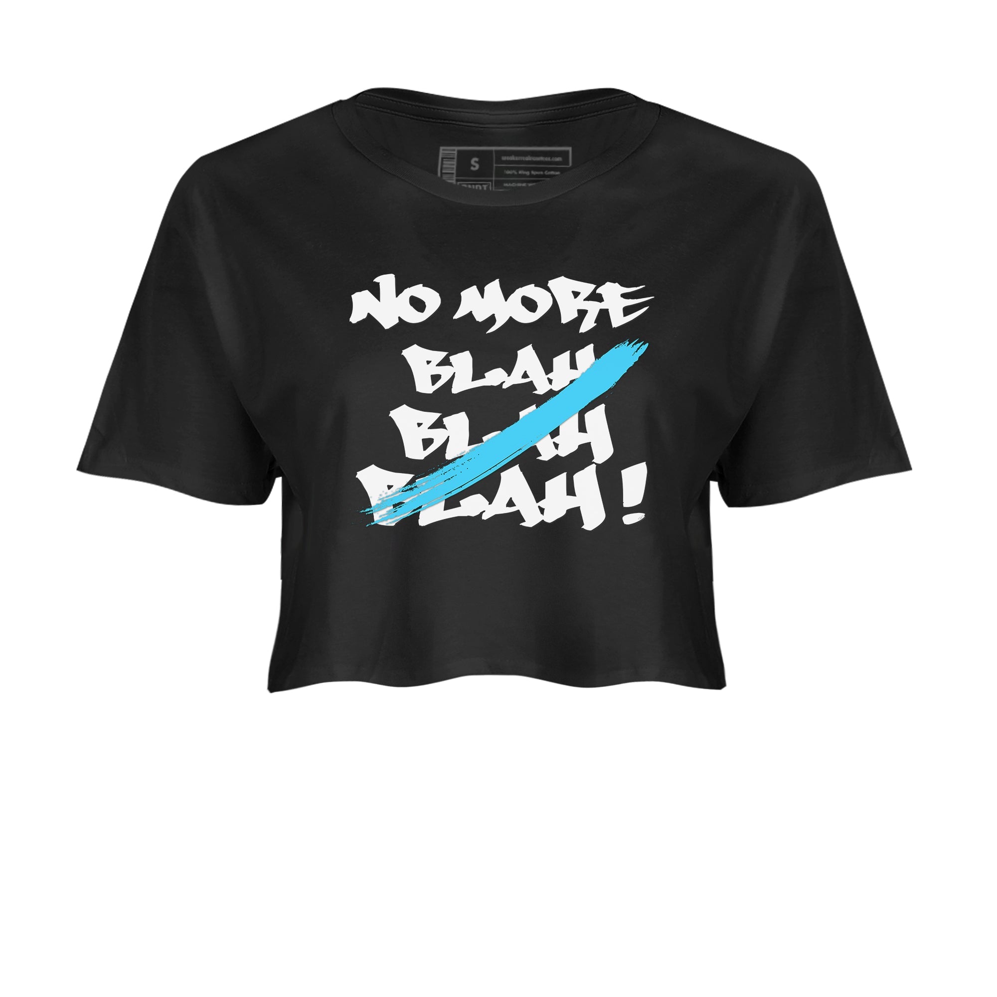 9s Powder Blue shirt to match jordans No More Blah sneaker tees Air Jordan 9 Powder Blue Drip Gear Zone Black 2 crop length shirt