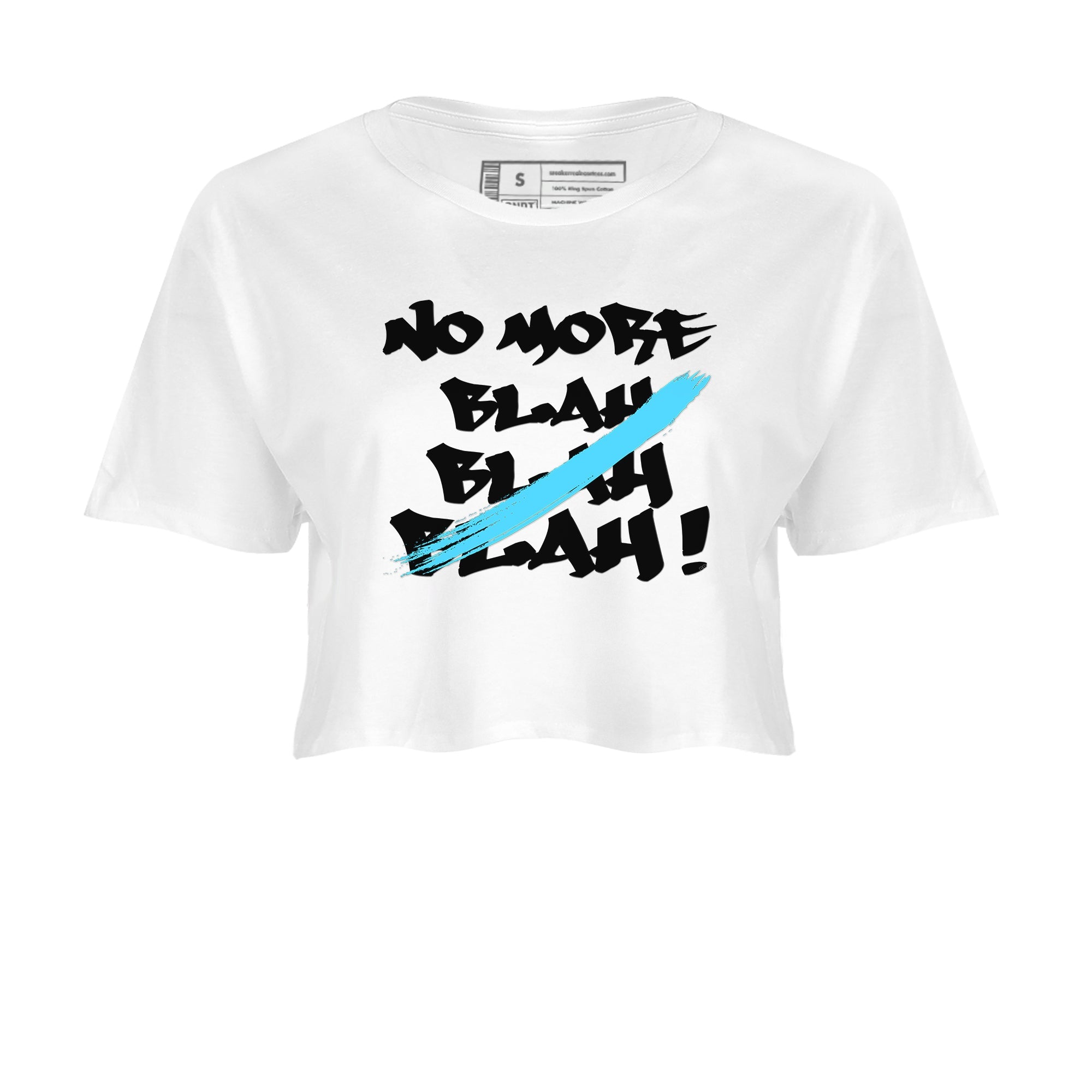 9s Powder Blue shirt to match jordans No More Blah sneaker tees Air Jordan 9 Powder Blue Drip Gear Zone White 2 crop length shirt