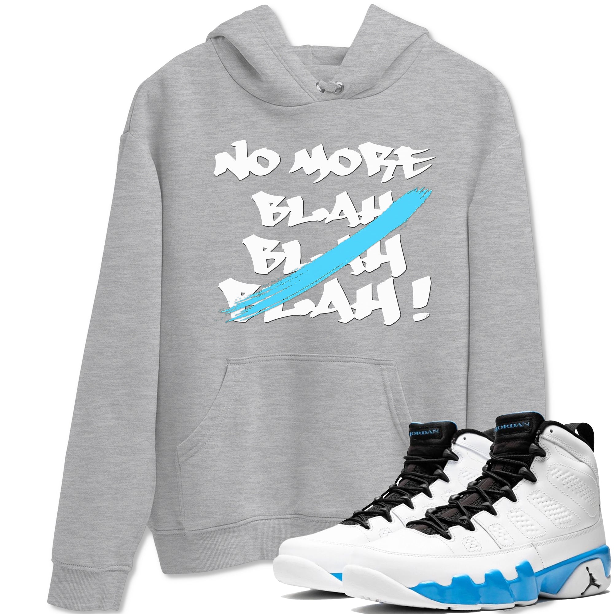9s Powder Blue shirt to match jordans No More Blah sneaker tees Air Jordan 9 Powder Blue Drip Gear Zone unisex cotton Heather Grey 1 crew neck shirt