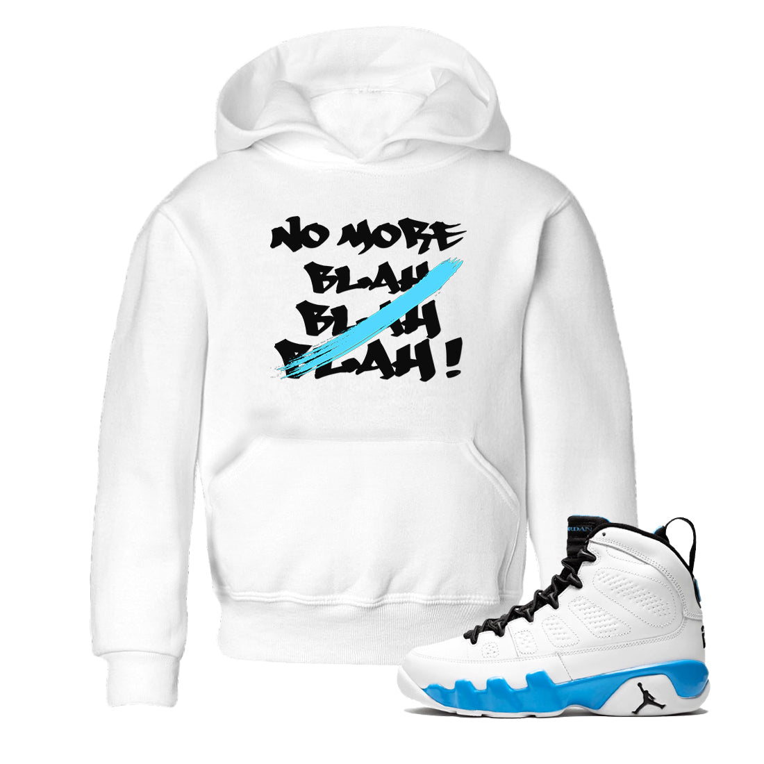 9s Powder Blue shirt to match jordans No More Blah sneaker tees Air Jordan 9 Powder Blue Drip Gear Zone baby toddler White 1 cotton Shirt